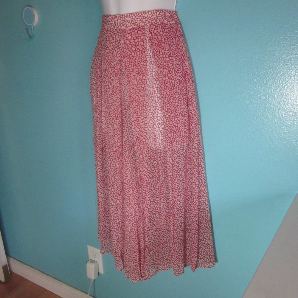 Vintage Red Pattern Lightweight Sheer Silk Culotte Summer Pants Size XS Size 25" / US 0 / IT 36 - 5 Thumbnail