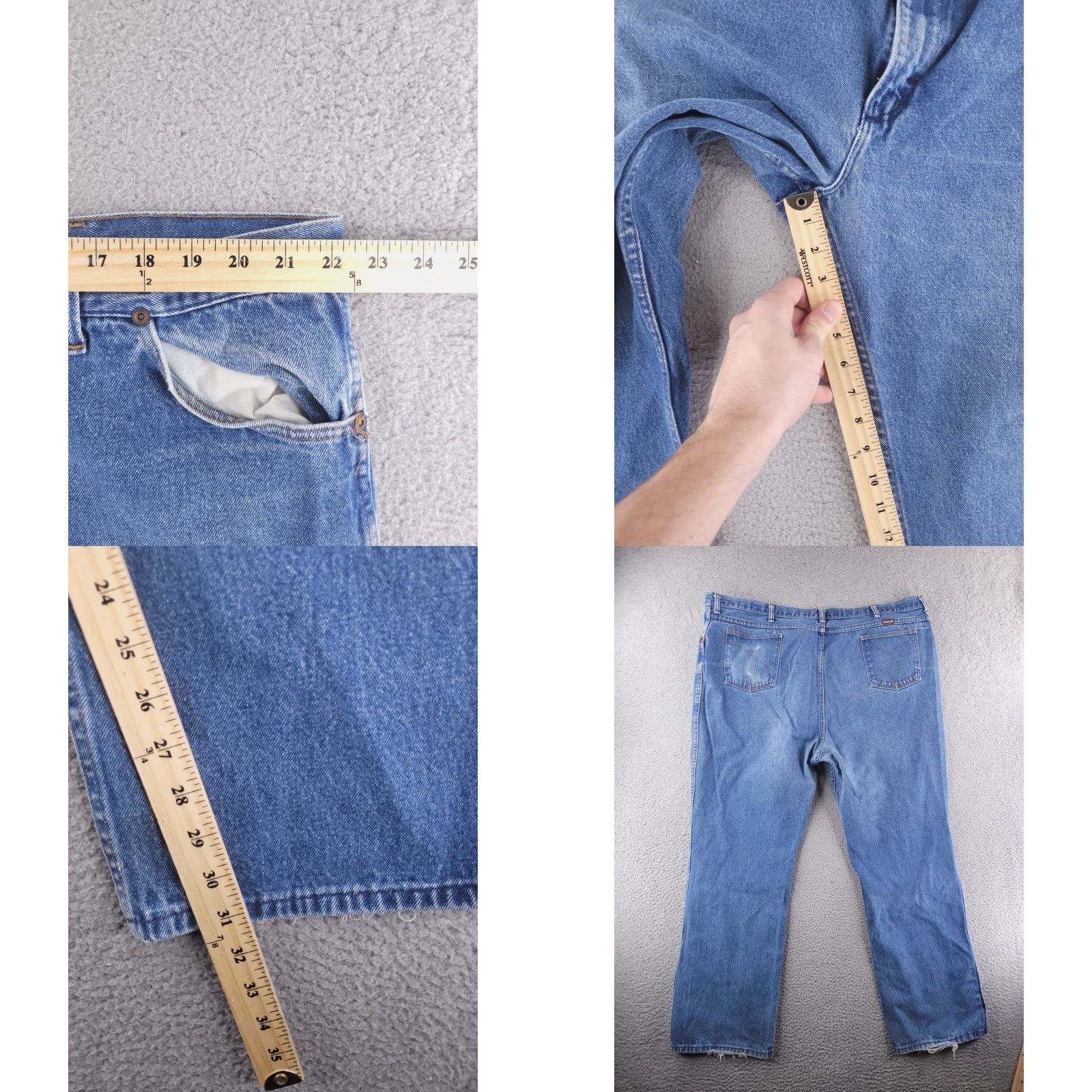 Wrangler VINTAGE Wrangler Jeans Mens 44x31 Blue USA Denim Relaxed Fit Straight Jeans Mens Blue USA 44x31 Size US 44 / EU 60 - 8 Thumbnail