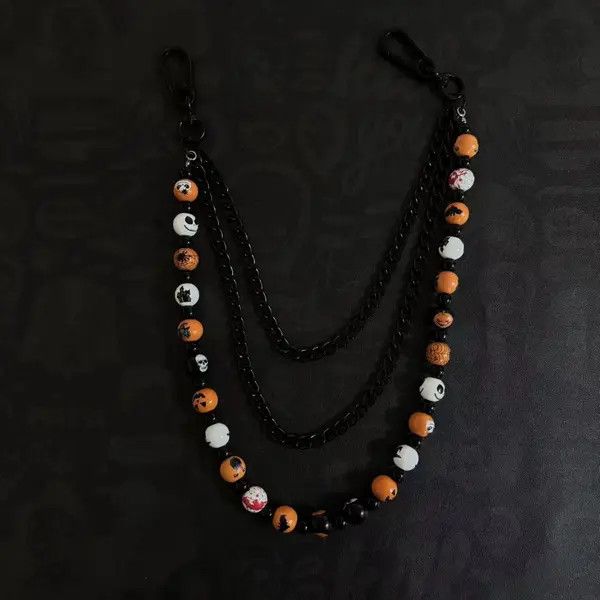 Jewelry Halloween Beaded Chain Wallet Accessory, Black Orange Size ONE SIZE - 2 Thumbnail