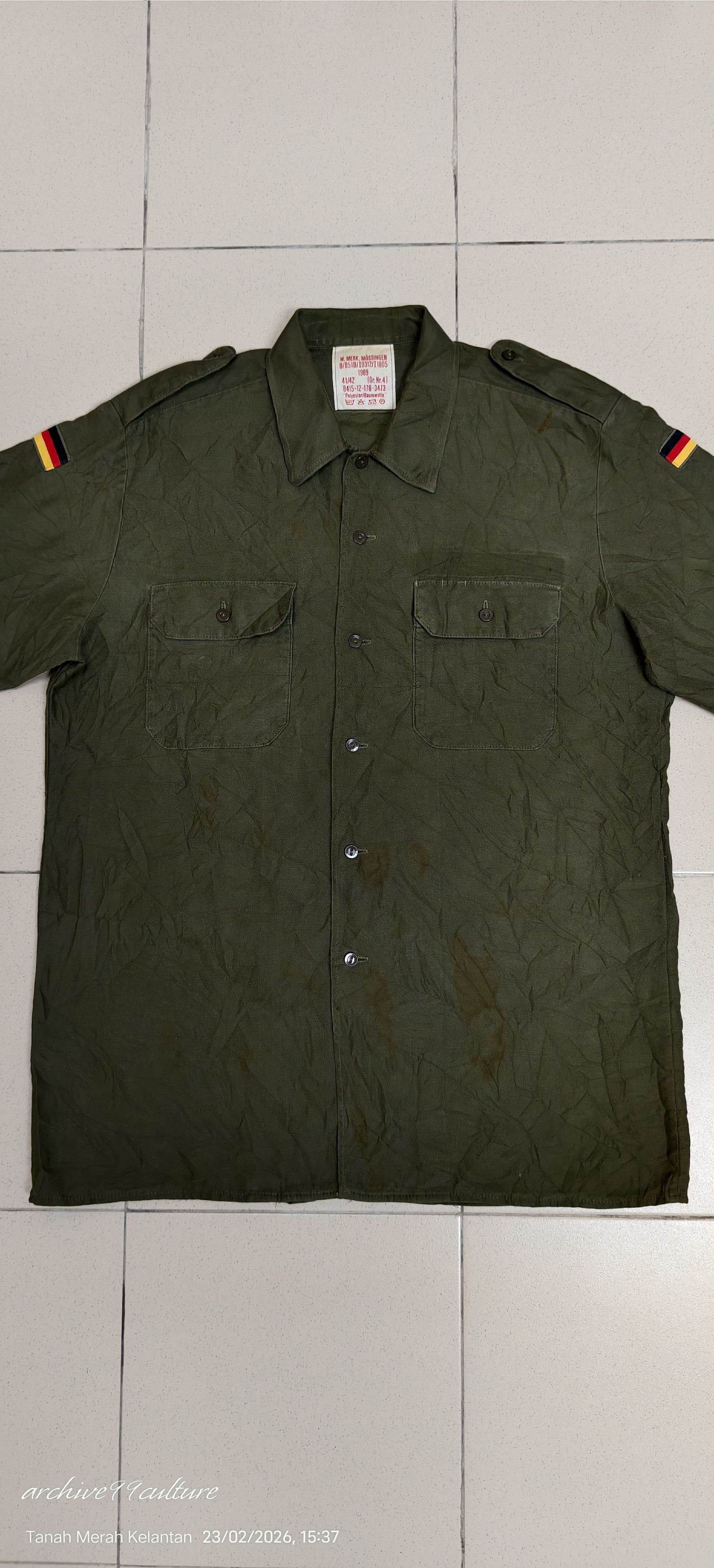Vintage Vintage 1989 West German Army Field Shirt Size US L / EU 52-54 / 3 - 12 Thumbnail