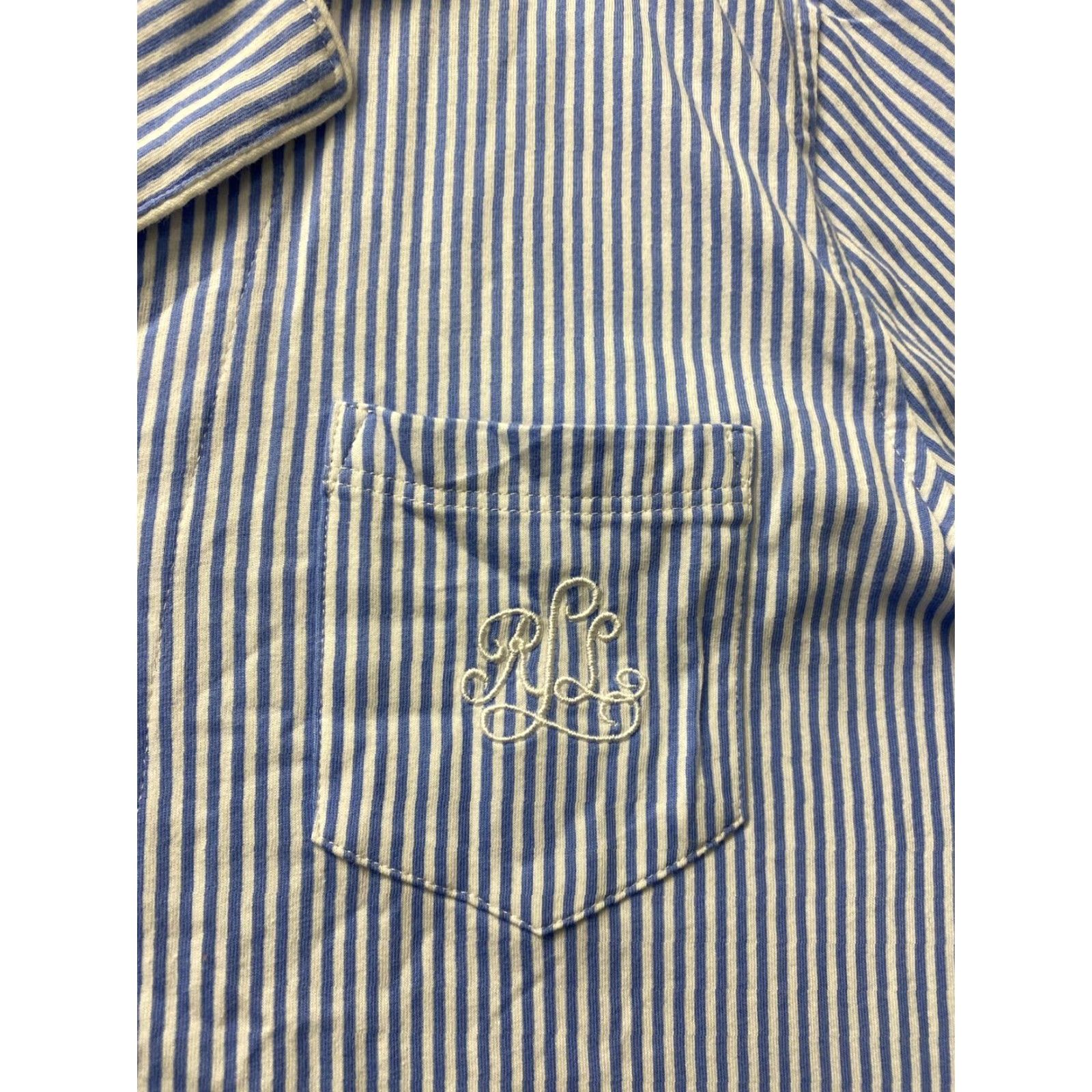 Ralph Lauren VINTAGE Ralph Lauren Women’s Pajama Shirt Button-Up XL Blue Striped Sleepwear 38-66 Size XL / US 12-14 / IT 48-50 - 3 Thumbnail