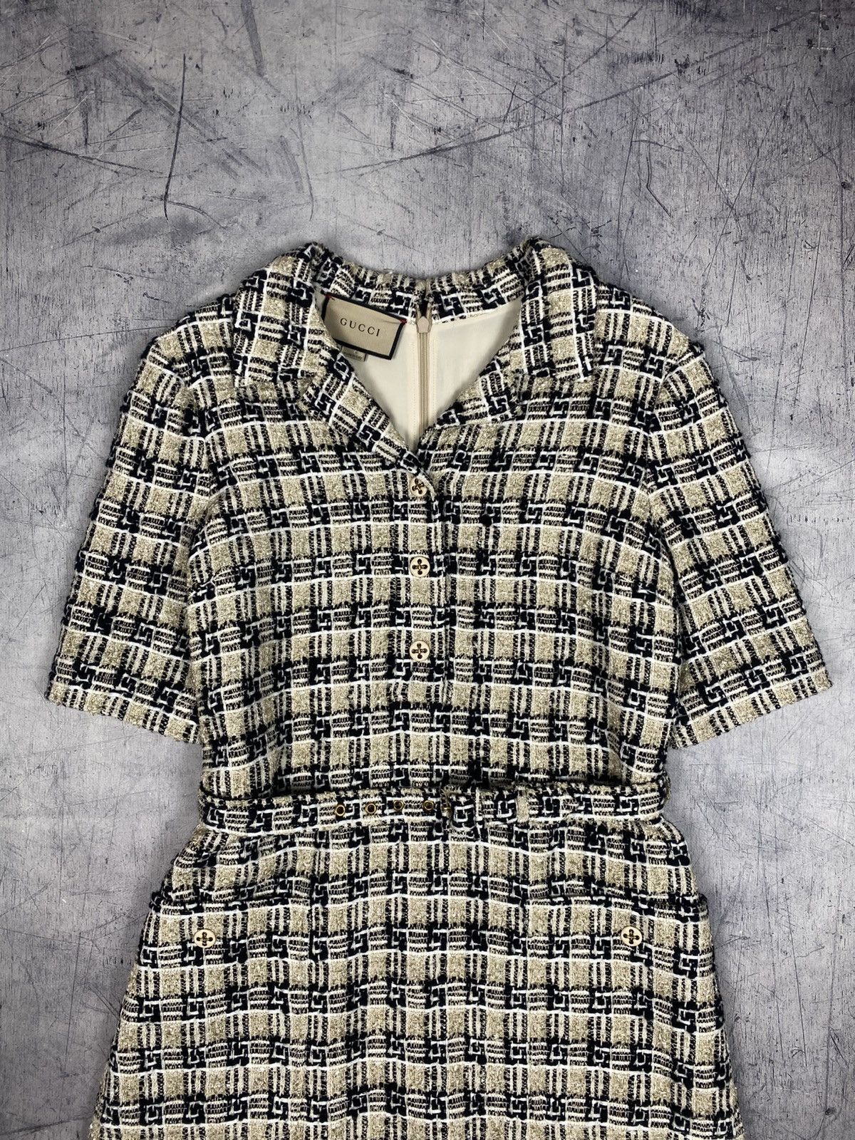 Gucci Gucci GG Monogram Tweed Belted Dress Size IT 42 Size M / US 6-8 / IT 42-44 - 5 Thumbnail