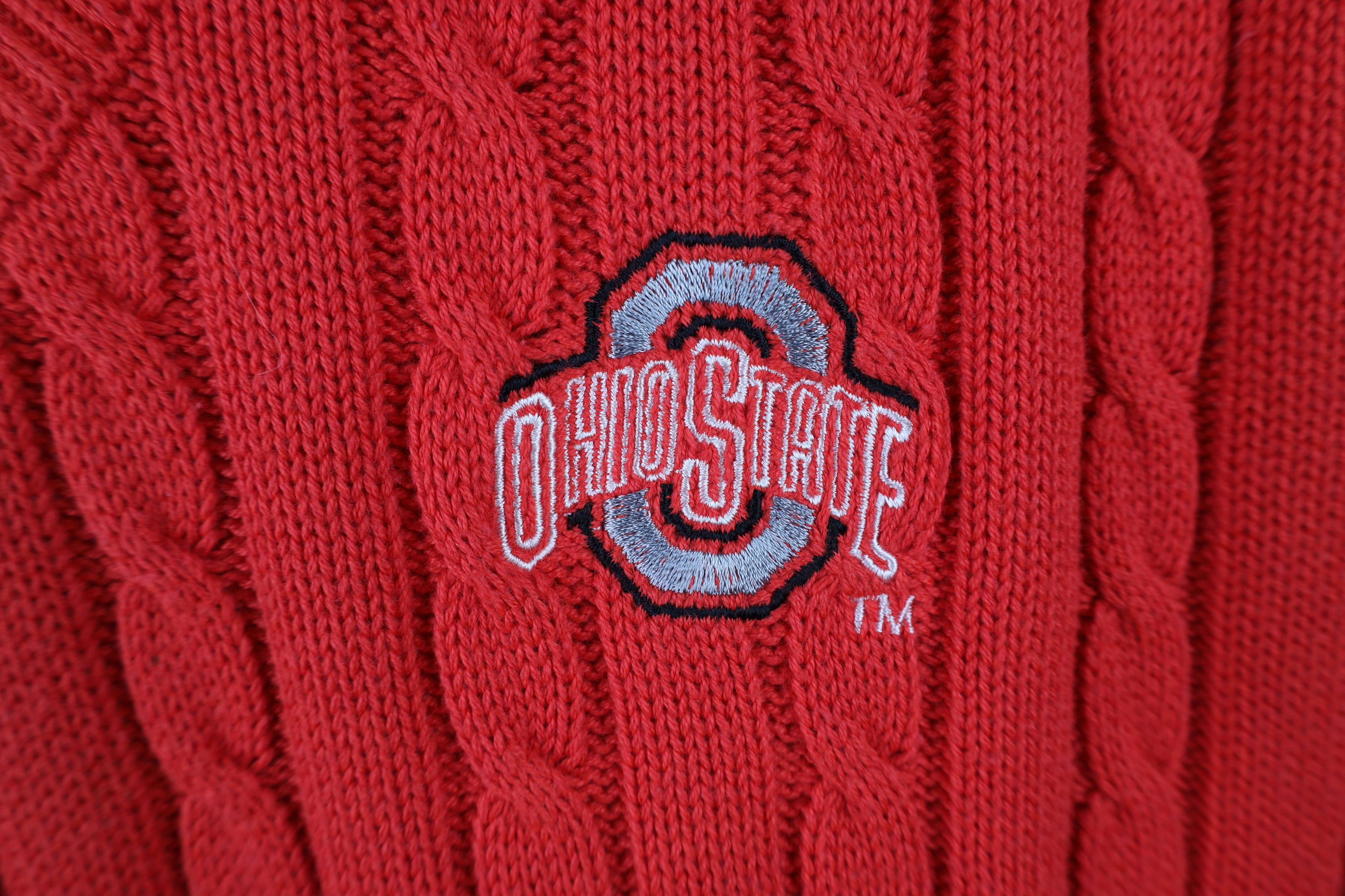 Vintage Vintage 90s Ohio State University Cable Knit Sweater Vest Size US L / EU 52-54 / 3 - 4 Thumbnail