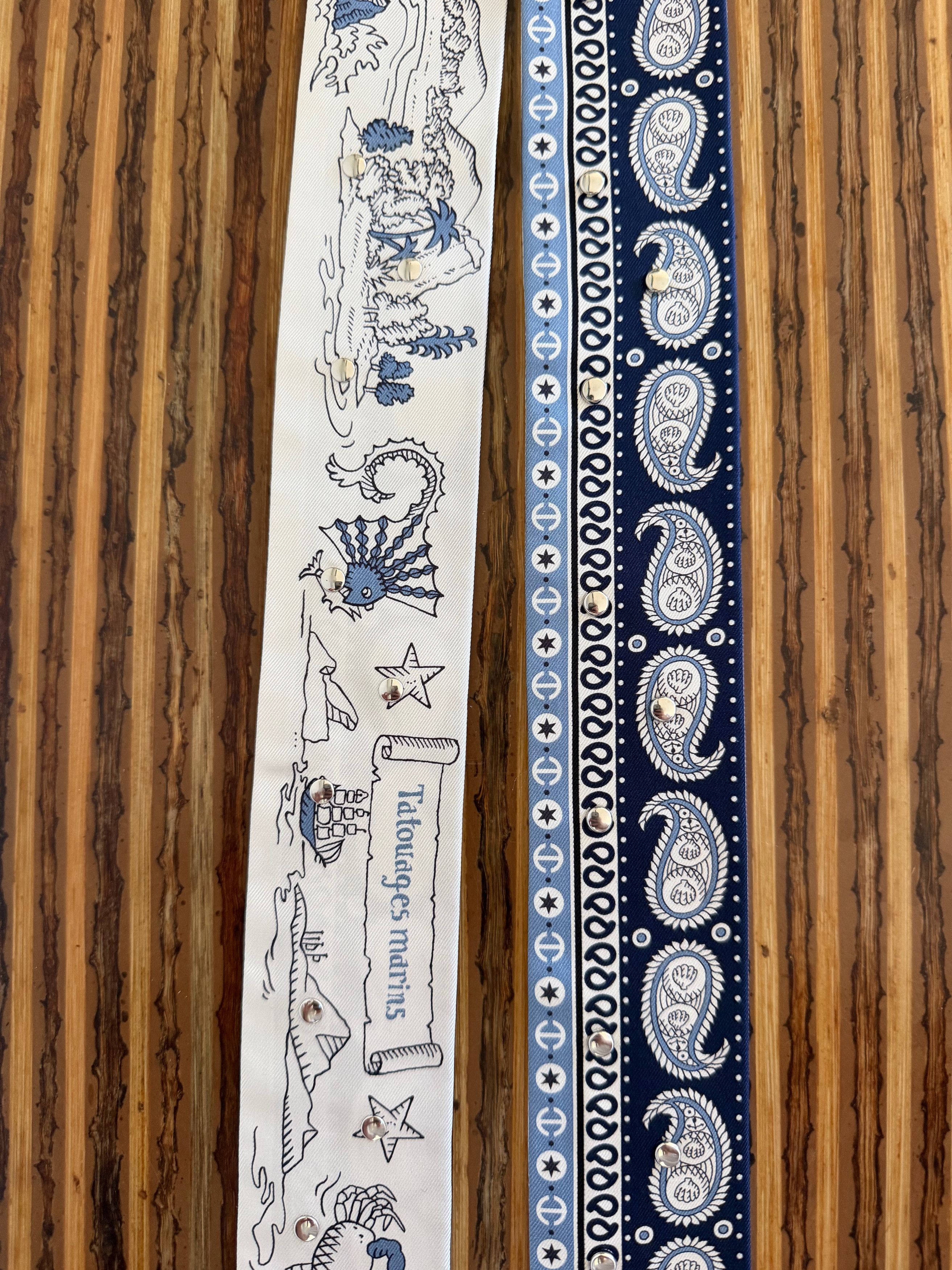 Hermes Scarf Twilly Tatouages Marins Bandana Studded Silk Jean Size ONE SIZE - 7 Thumbnail
