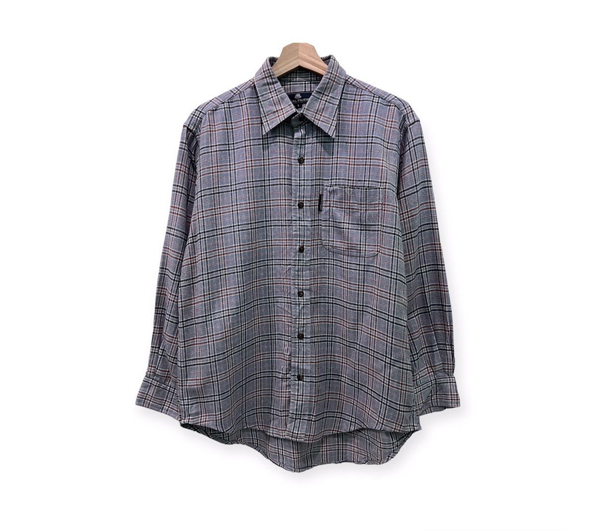 image of Regal Friend Plaid Tartan Flannel Shirt in Grey, Men's (Size Large)