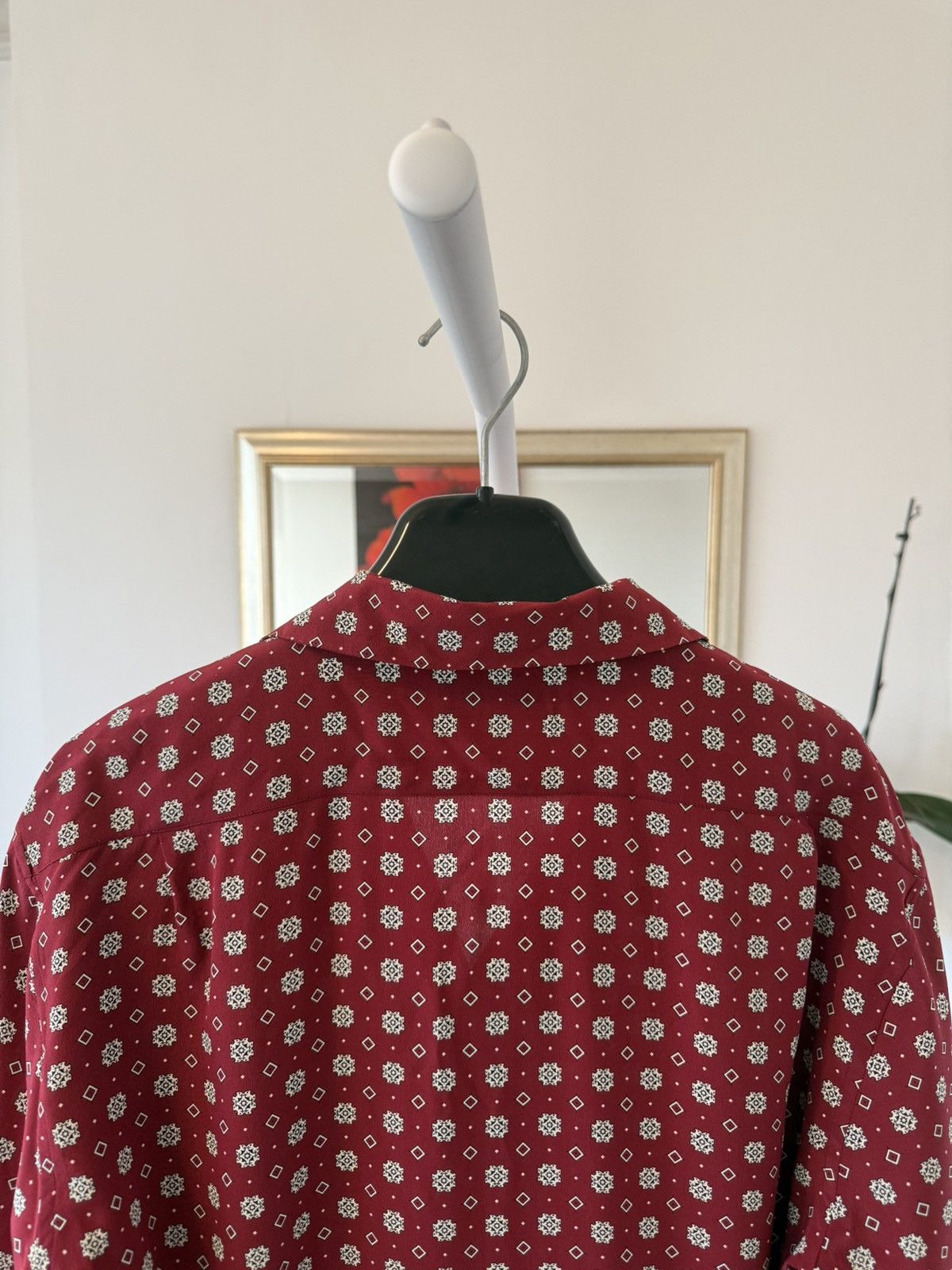 Saint Laurent Paris Saint Laurent Diamond Print Shark Collar Silk Shirt Size US M / EU 48-50 / 2 - 7 Thumbnail
