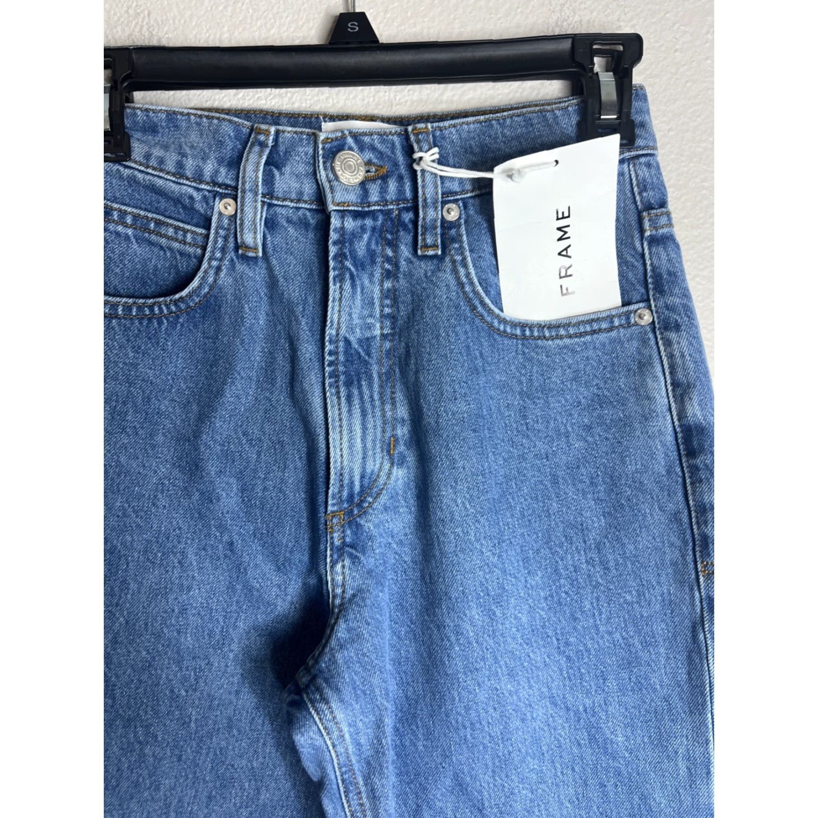 Frame Frame Womens Jeans Size 23 Blue High Rise Wide Leg Denim NWT ZIP Fly Button 29in Inseam Regular Mens/Womens? Size 40" / US 18 - 3 Thumbnail