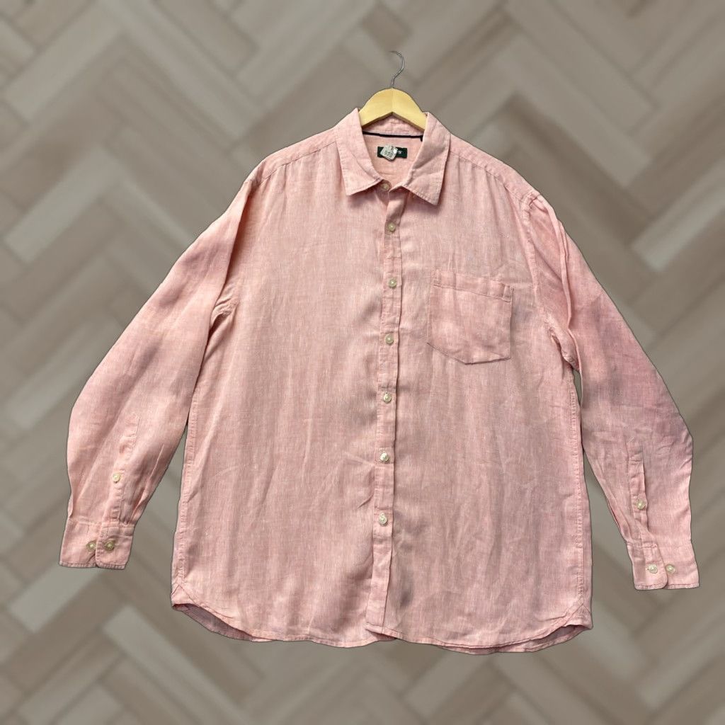Orvis VINTAGE Orvis Men's Salmon Linen Shirt Long Sleeve Button-Down Casual Summer XL Size US XL / EU 56 / 4 - 1 Thumbnail