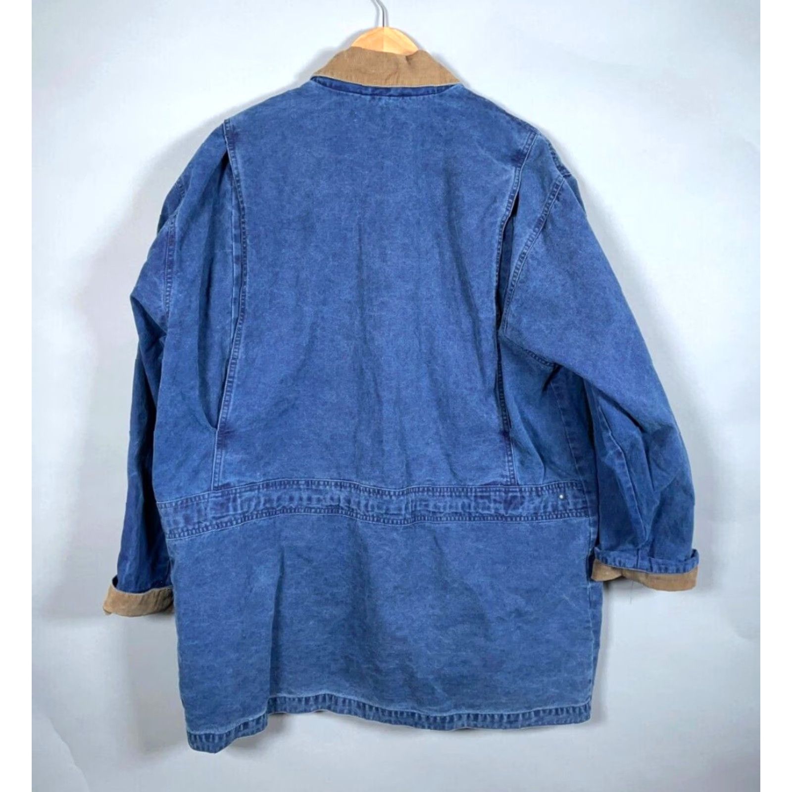 Eddie Bauer VINTAGE 90s Eddie Bauer Canvas Chore Jacket Women's Large Faded Blue Corduroy Collar Size L / US 10 / IT 46 - 2 Thumbnail