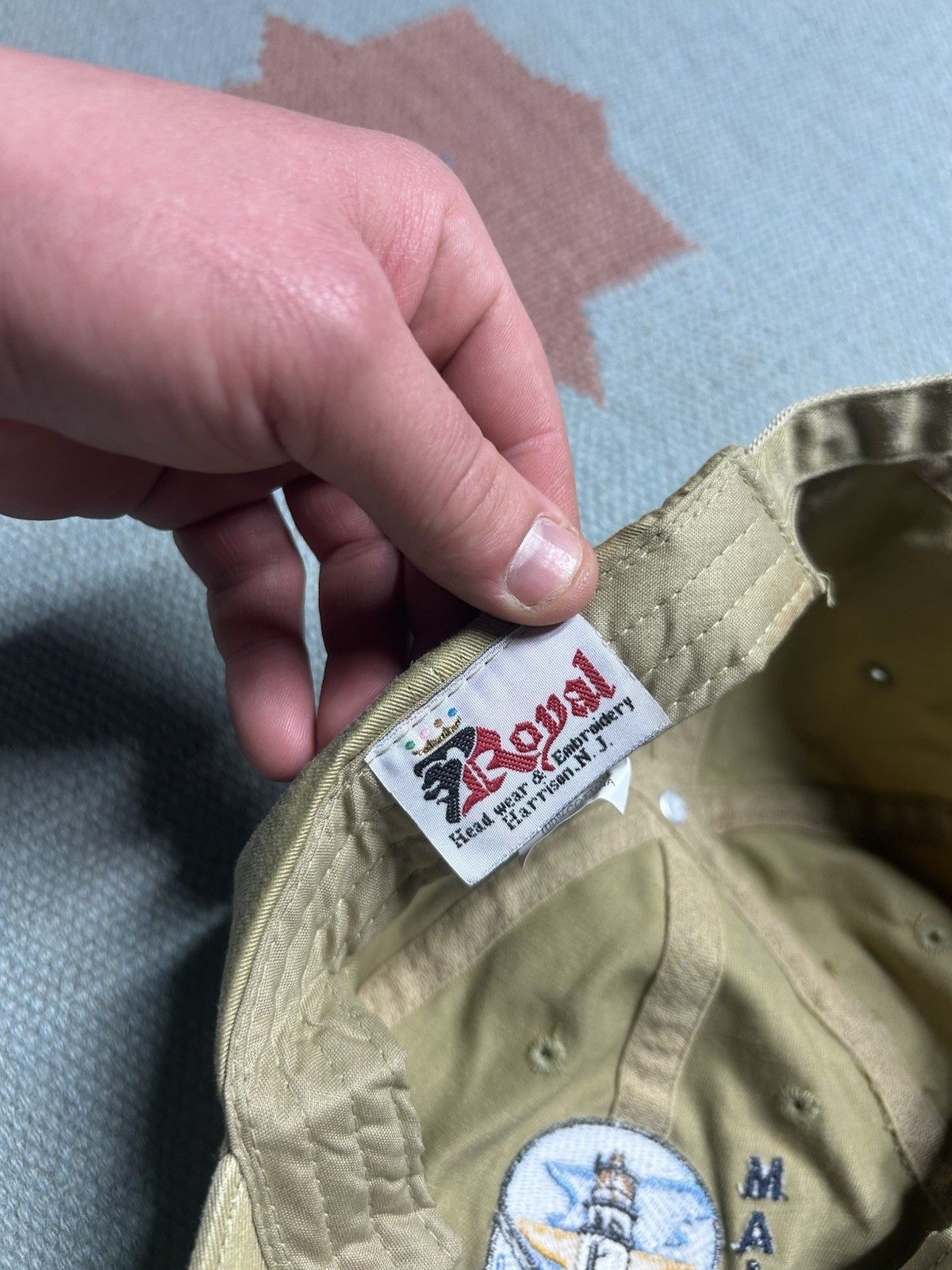 Vintage Vtg strap hat bar harbor Maine lighthouse embroidered tan Size ONE SIZE - 8 Thumbnail