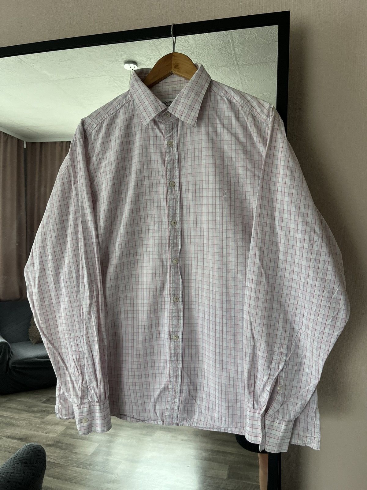 Yves Saint Laurent Vintage Yves Saint Laurent YSL Checkered shirt cotton XL Size US XL / EU 56 / 4 - 1 Thumbnail