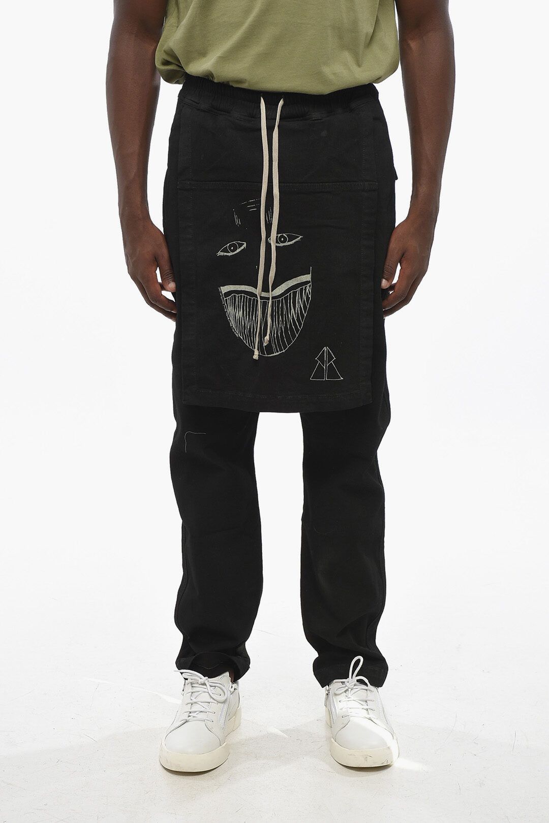 Rick Owens og1mm1025 Loose Fit Toothface Belas Pant in Black Size US 30 / EU 46 - 1 Thumbnail
