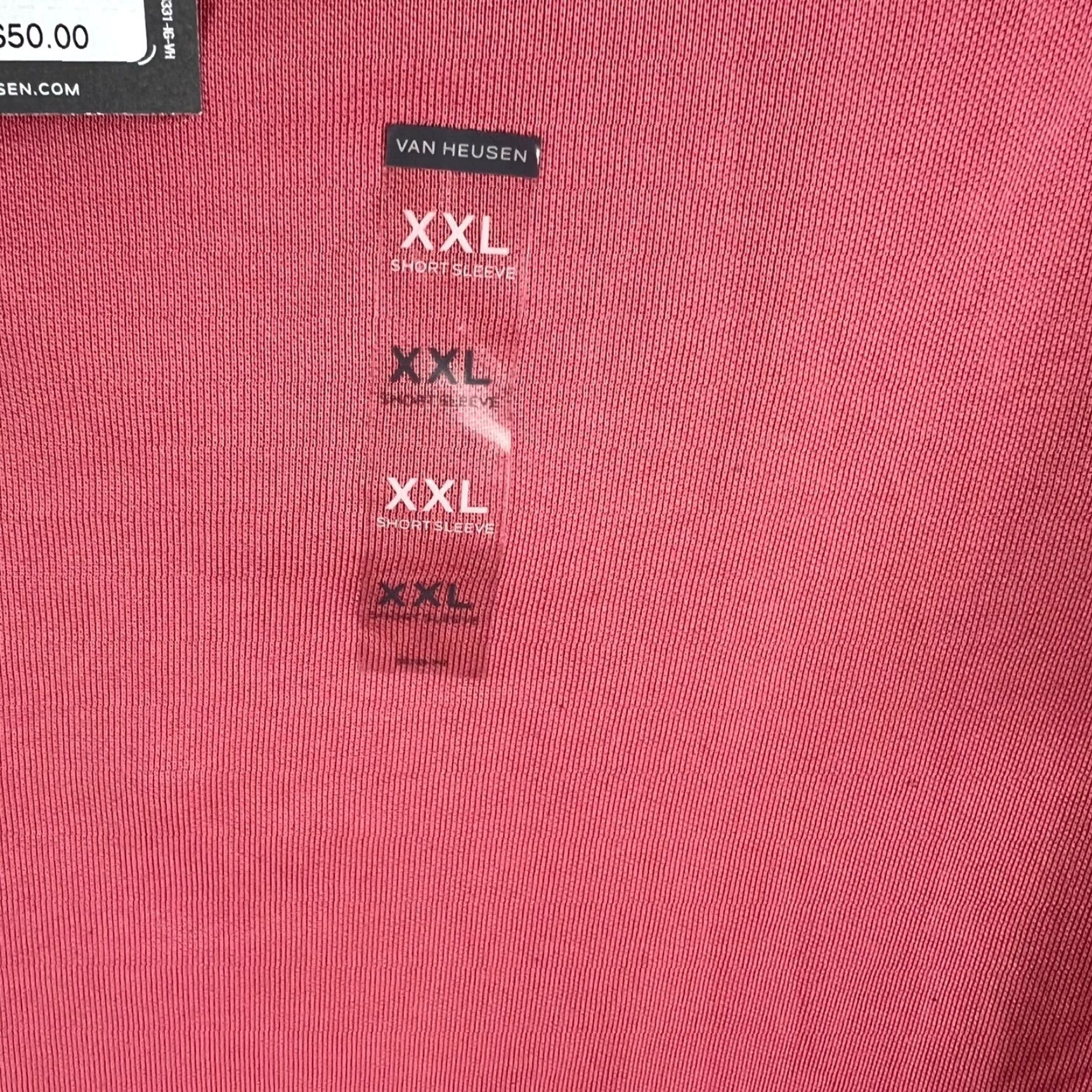 Van Heusen Van Heusen Polo Shirt Mens Regular Fit 2XL Pink Cotton Polyester Cotton Blend Short Sleeve Reg US Model Size US XXL / EU 58 / 5 - 5 Thumbnail