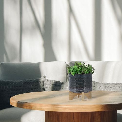 Designer × Homemade 8" DOTTED PLANTER W/ WOOD STAND, GREEN Size US L / EU 52-54 / 3 - 1 Thumbnail