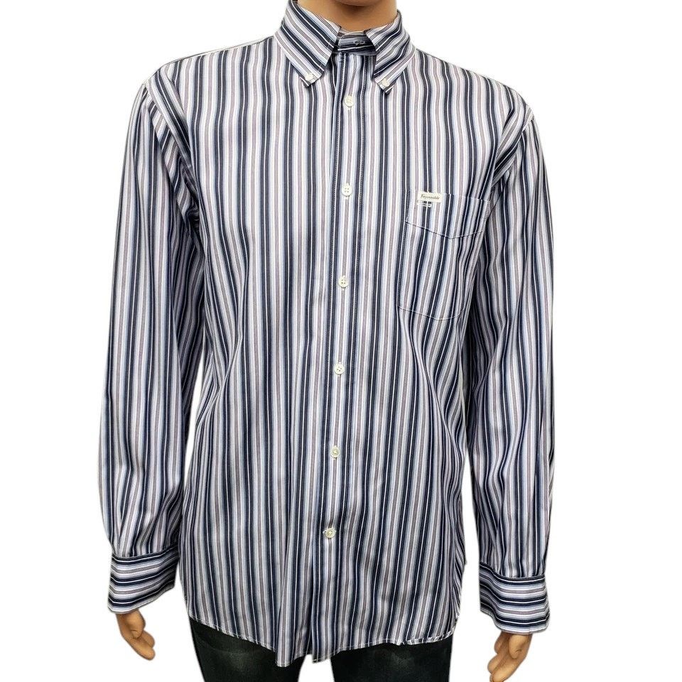 Faconnable Faconnable Shirt Classic Fit Striped Long Sleeve Button Down Size US L / EU 52-54 / 3 - 3 Thumbnail