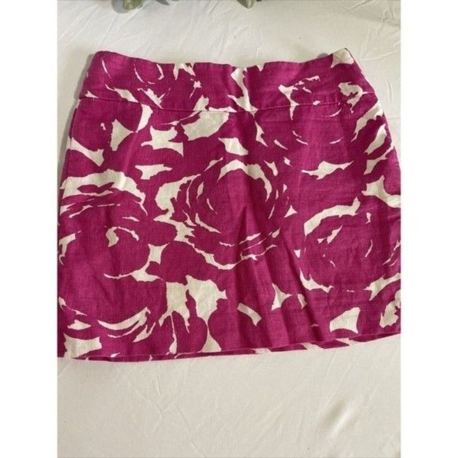 J.Crew J.Crew Black Label Mini Skirt Pink White Floral Linen 2 Size 26" / US 2 / IT 38 - 4 Thumbnail