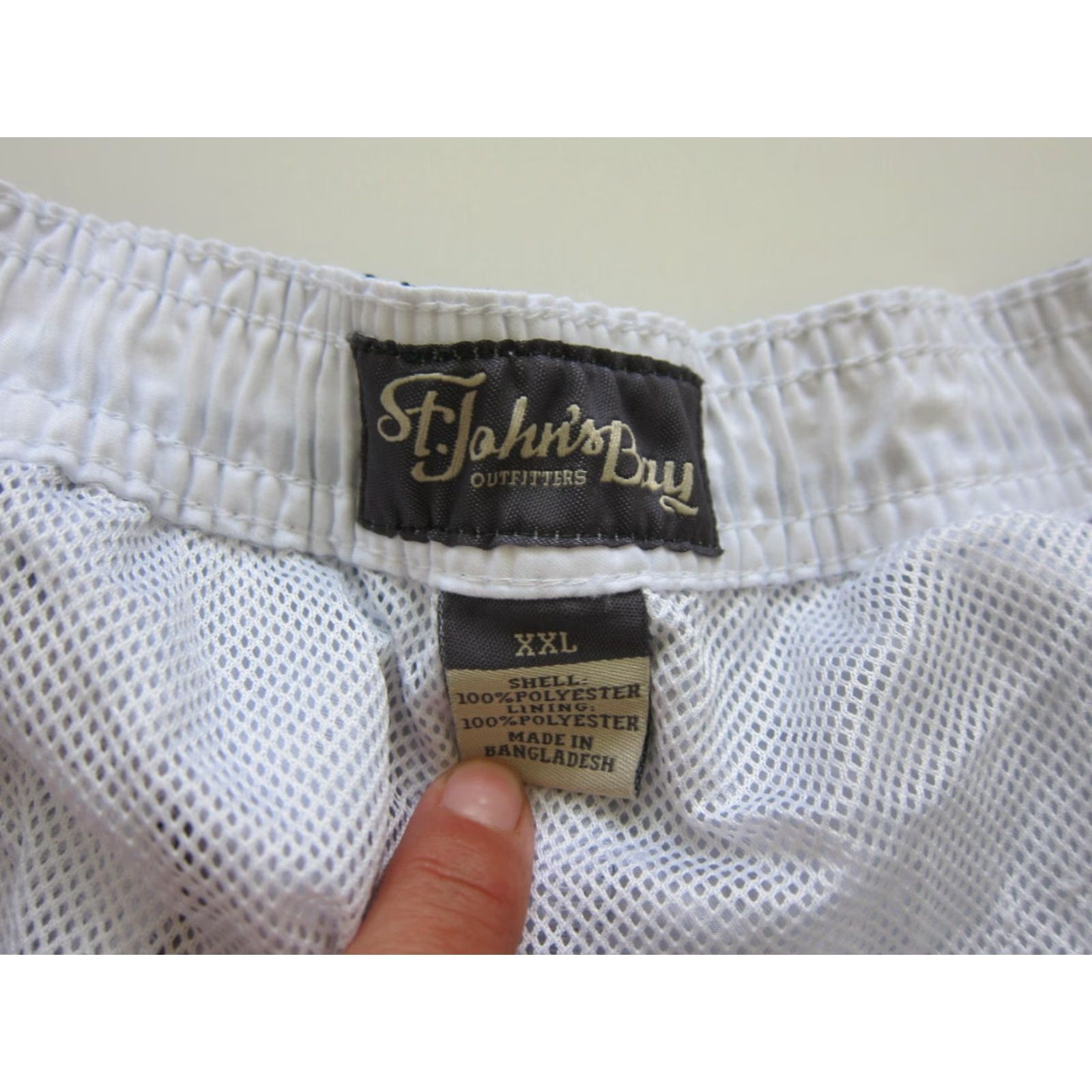 Vintage St. John's Bay White Blue Paisley Lined Swim Beach Board Shorts Men XXL Size US 39 - 3 Thumbnail