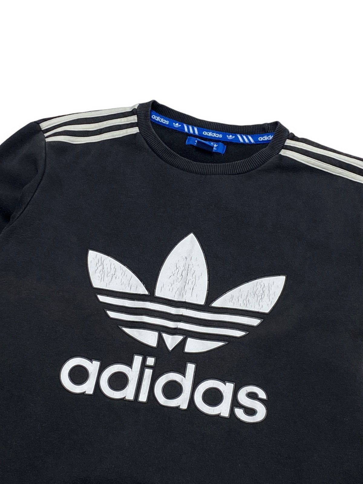 Adidas Vintage ADIDAS ORIGINALS Black Faded Sweatshirt Big Logo Size US M / EU 48-50 / 2 - 2 Thumbnail