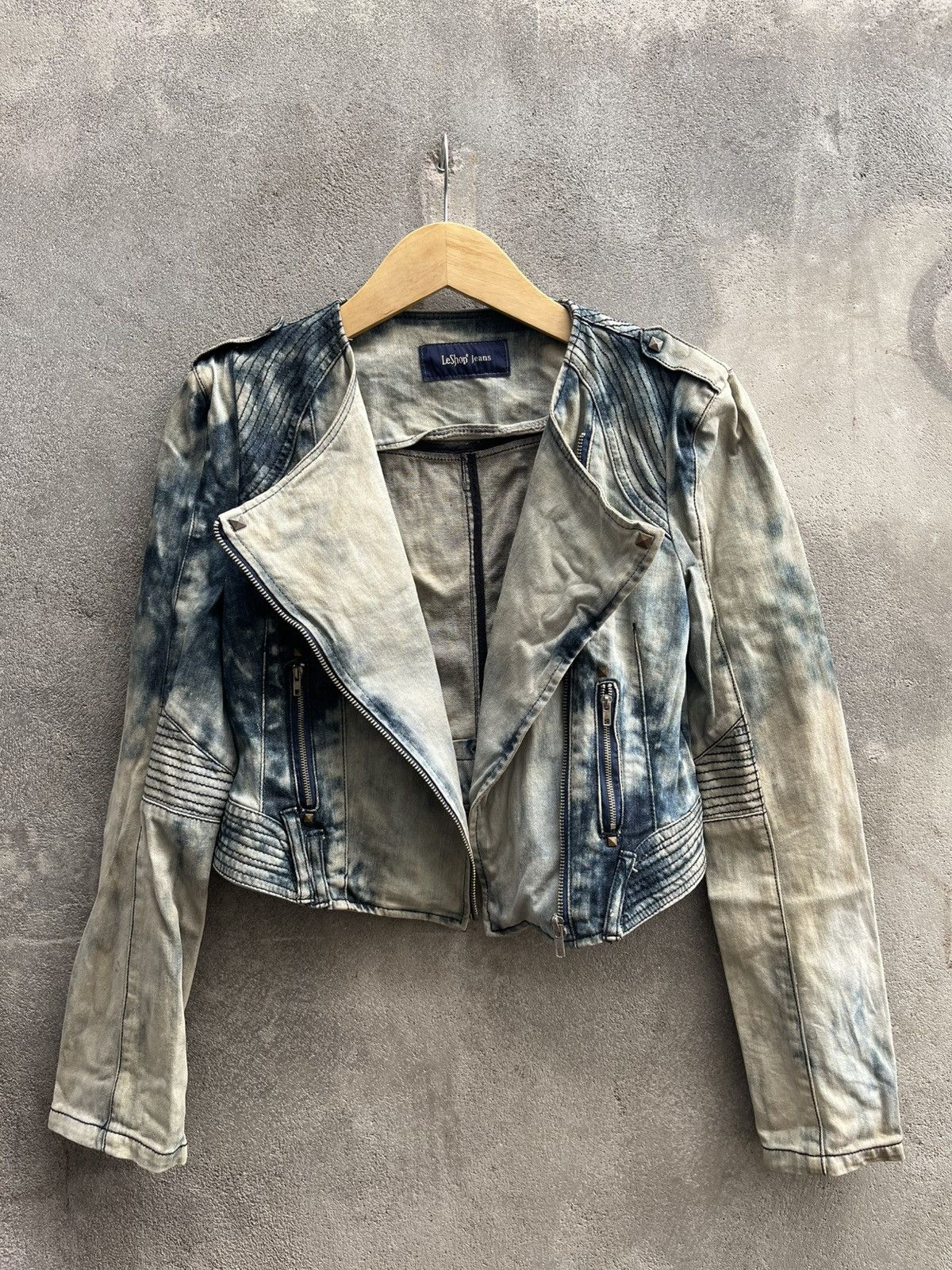 If Six Was Nine × Isamu Katayama Backlash × Le Grande Bleu (L.G.B.) Bleached Biker Denim Jacket – If Six Was Nine Vibe Size US S / EU 44-46 / 1 - 9 Thumbnail