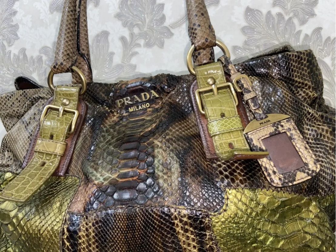 Prada RARE AW’09 Prada Milano Pitone+crocodile Patch leather bag Size ONE SIZE - 3 Thumbnail