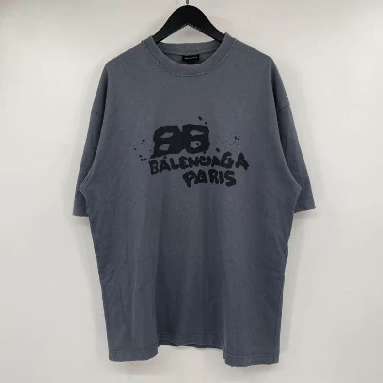 Balenciaga Balenciaga Graffiti Splatter Double B Letter Short Sleeve Size US S / EU 44-46 / 1 - 1 Thumbnail