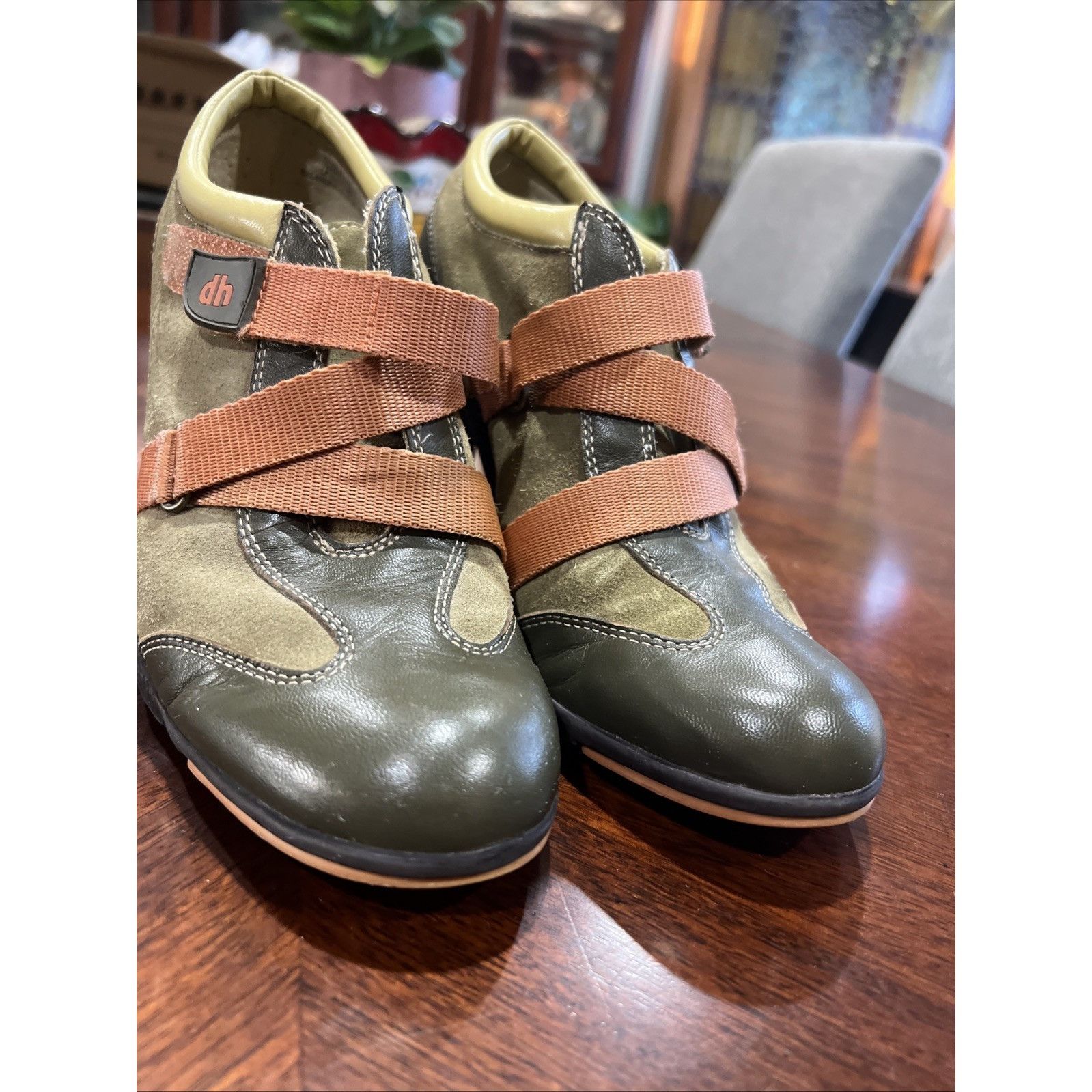 Vintage Y2K Dollhouse Olive Green Strap Retro Style “Brooke” Wedge B Size US 7.5 / IT 37.5 - 6 Thumbnail
