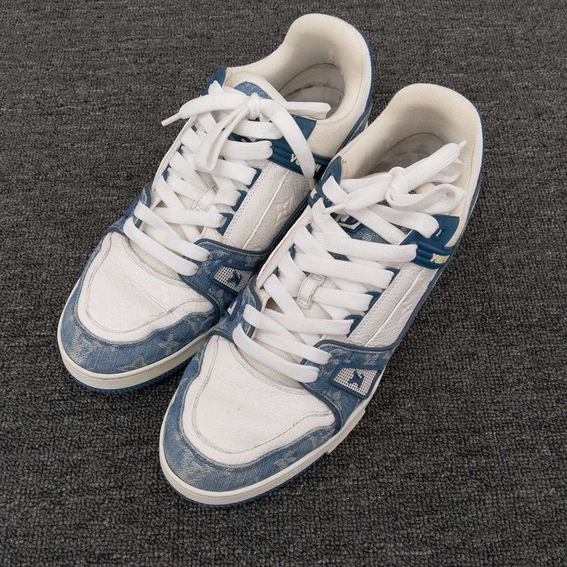 Louis Vuitton Denim Trainer Sneakers for Unisex 0089