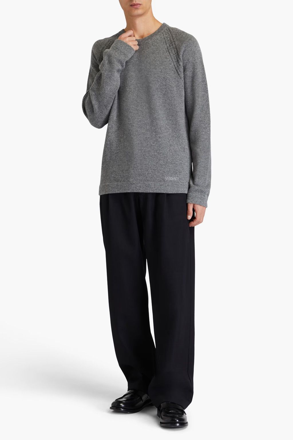 Versace o1y0525 Logo Cashmere Blend Sweater in Grey Size US L / EU 52-54 / 3 - 2 Thumbnail