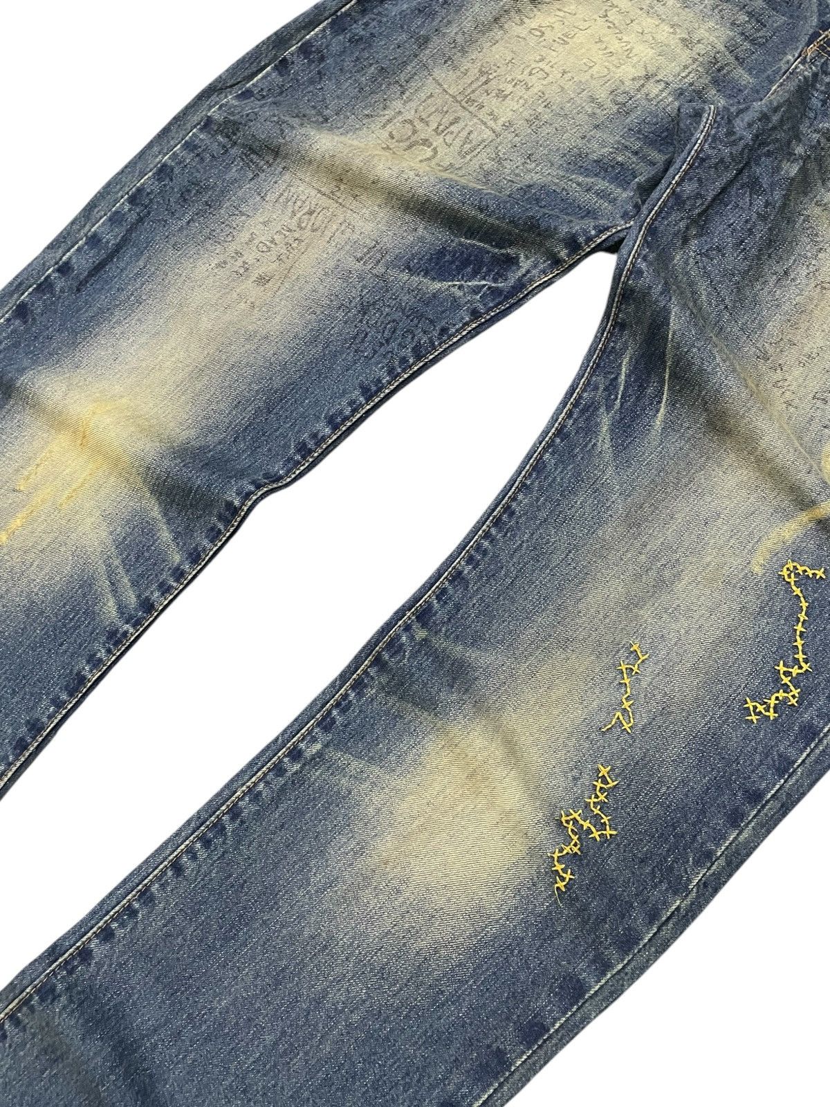 GOSTAR DE FUGA × Hysteric Glamour × Japanese Brand TuoGu Poems Muddy Wash Embroidered Jeans Size US 30 / EU 46 - 4 Thumbnail