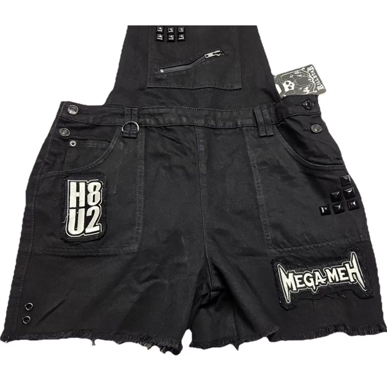 Killstar Killstar Overalls Shorts M Studded Gothic Punk Grunge H8 U2 Megameh NWT Women Canvas Black Dress? Size 32" / US 10 / IT 46 - 4 Thumbnail