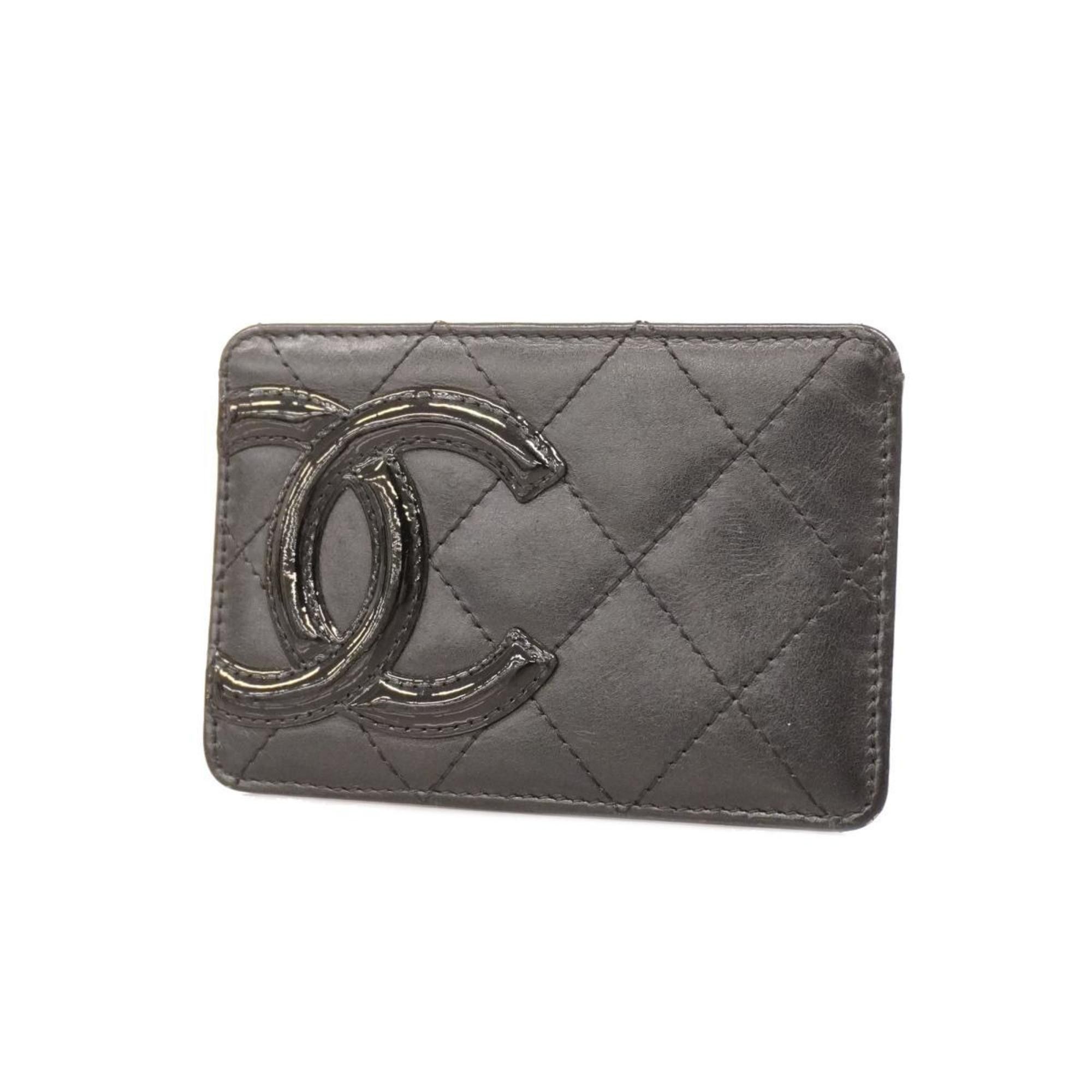 image of Chanel Business Card Holder/card Case Cambon Lambskin Black Women's