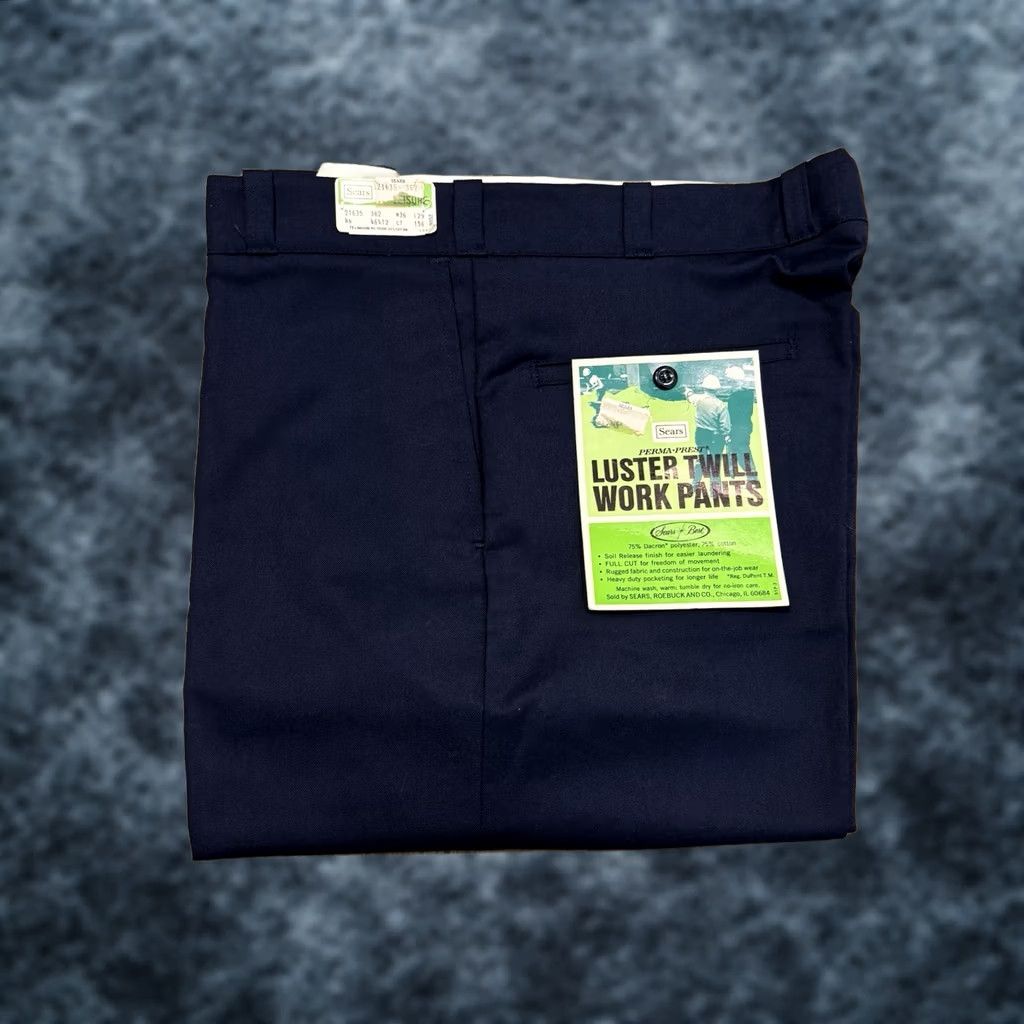 Sears VINTAGE Sears Luster Twill Work Pants Navy 36x29 Mens Regular Chino 60s 70s Retro USA NOS Talon Prest Perma Size US 36 / EU 52 - 1 Thumbnail