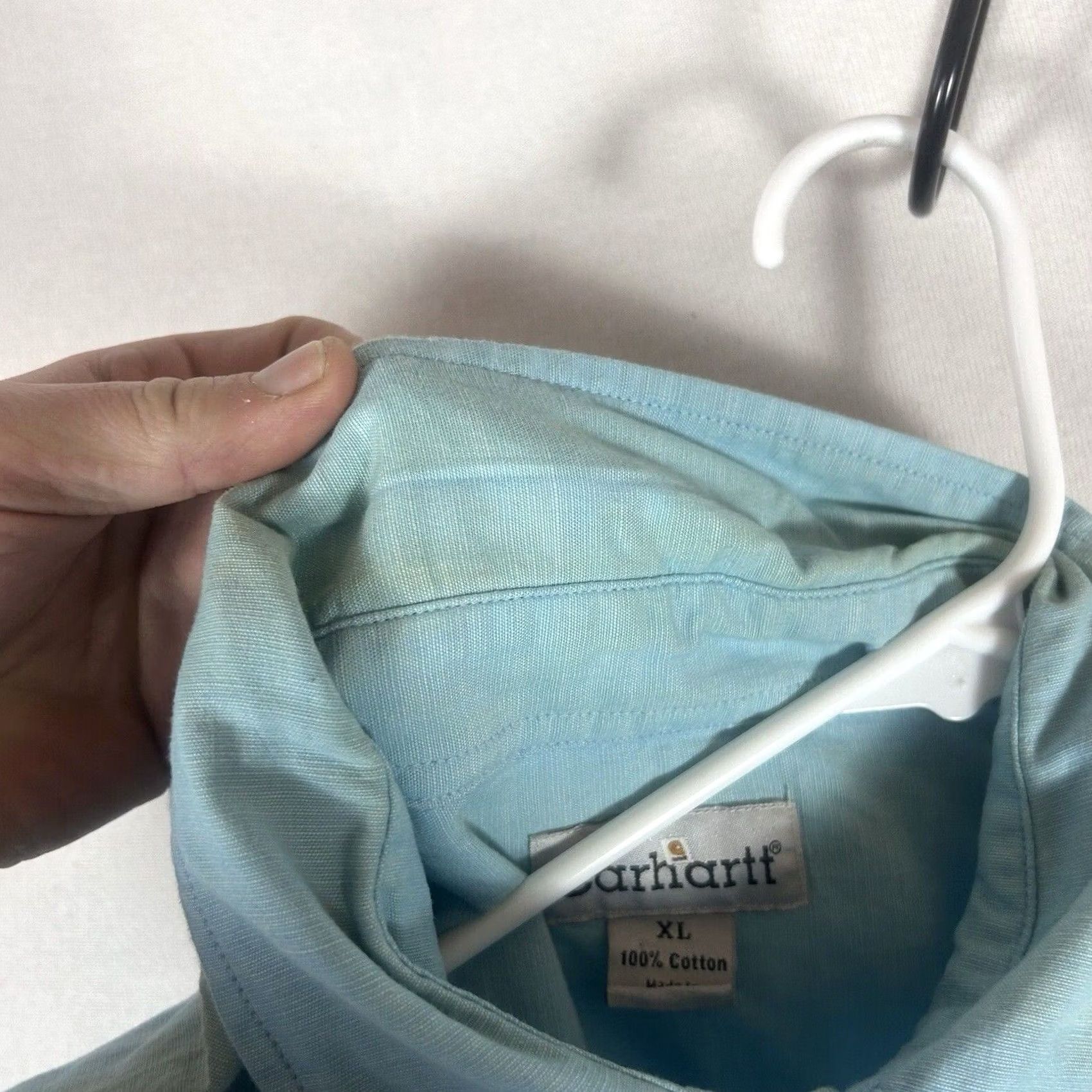 Carhartt Carhartt Short Sleeve Button Up Polo Shirt Mens XL 100% Cotton Blue Work STAINED Size US XL / EU 56 / 4 - 3 Thumbnail