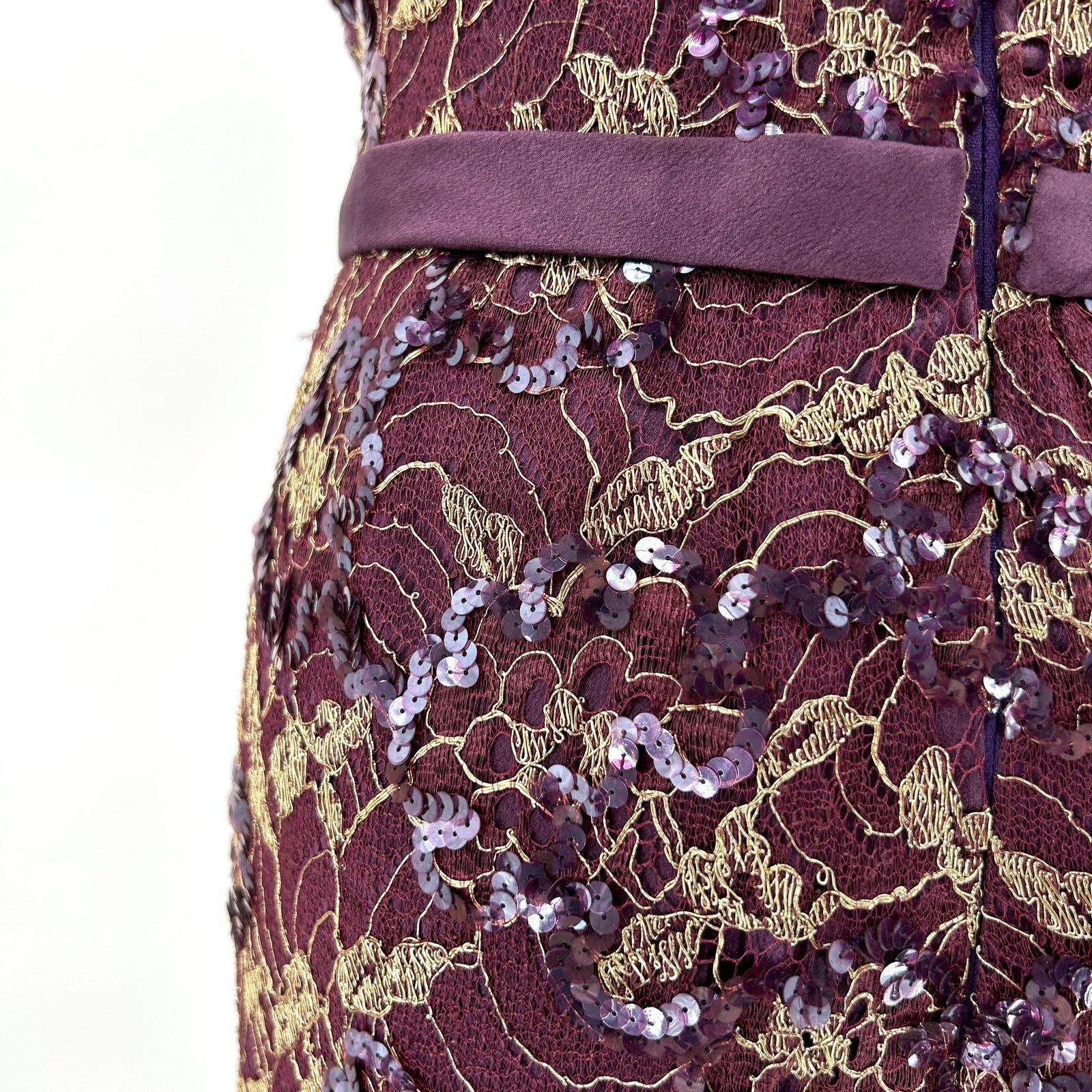 Vintage Vintage 90s Tosca New York Purple Gold Lace Silk Sequin Gown Size S / US 4 / IT 40 - 6 Thumbnail