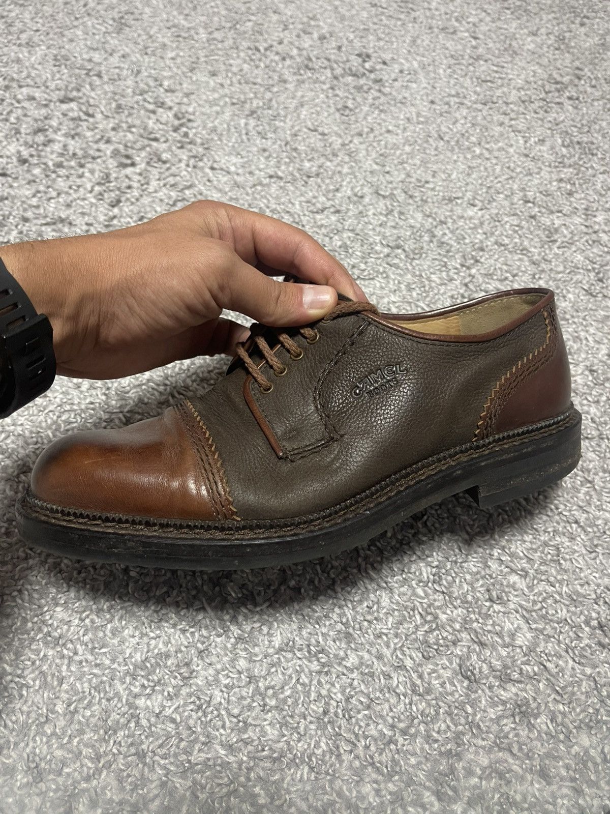 Camel Camel Vintage Leather Brown Casual Derby Boots Size US 8.5 / EU 41-42 - 7 Thumbnail