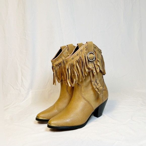 Other Santa Fe Leather Rhinestone Fringe Cowgirl Western Boots Size US 9 / IT 39 - 1 Thumbnail