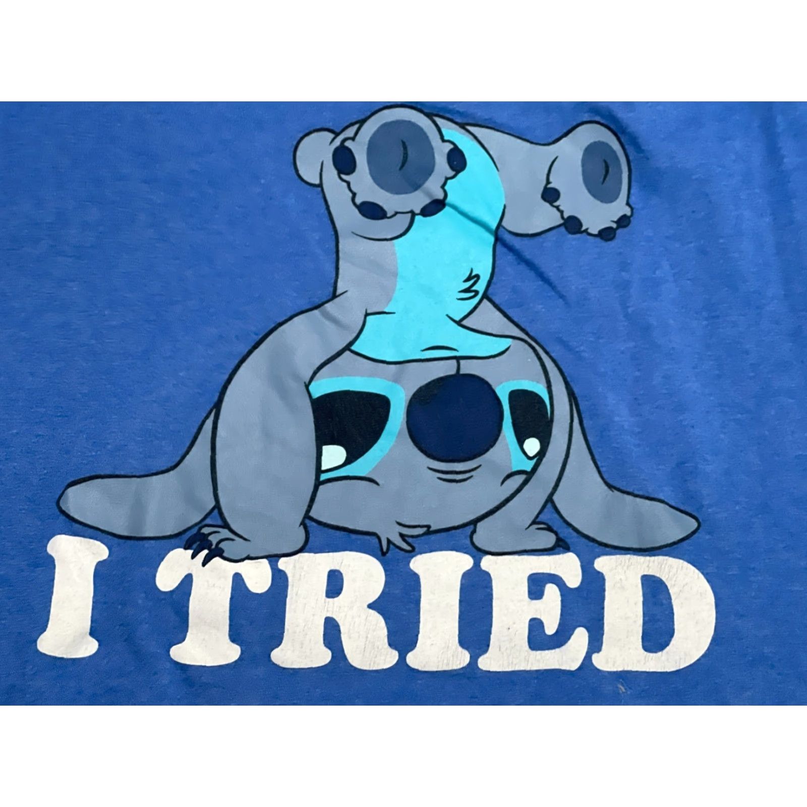 Disney Disney Shirt Mens Large Blue Stitch "I tried" Print T-Shirt Humorous Disney Crew Neck Short Sleeve Regular Vintage No Size US L / EU 52-54 / 3 - 5 Thumbnail