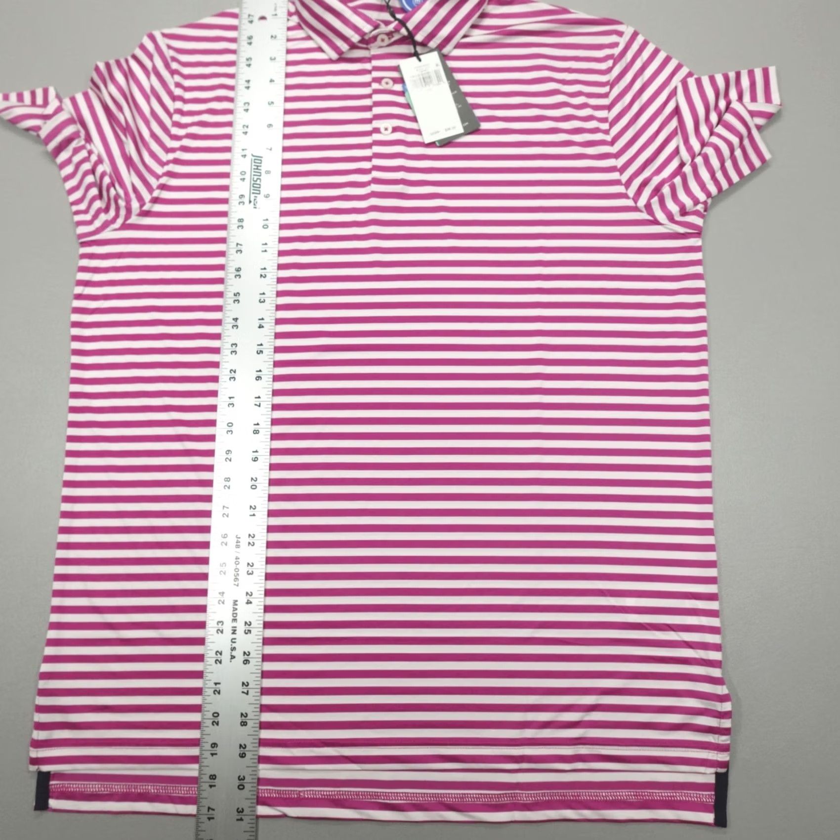 Ralph Lauren Ralph Lauren RLX Performance Golf Striped Polo Shirt Men's L Pink/White Polo Shirt Size US L / EU 52-54 / 3 - 6 Thumbnail