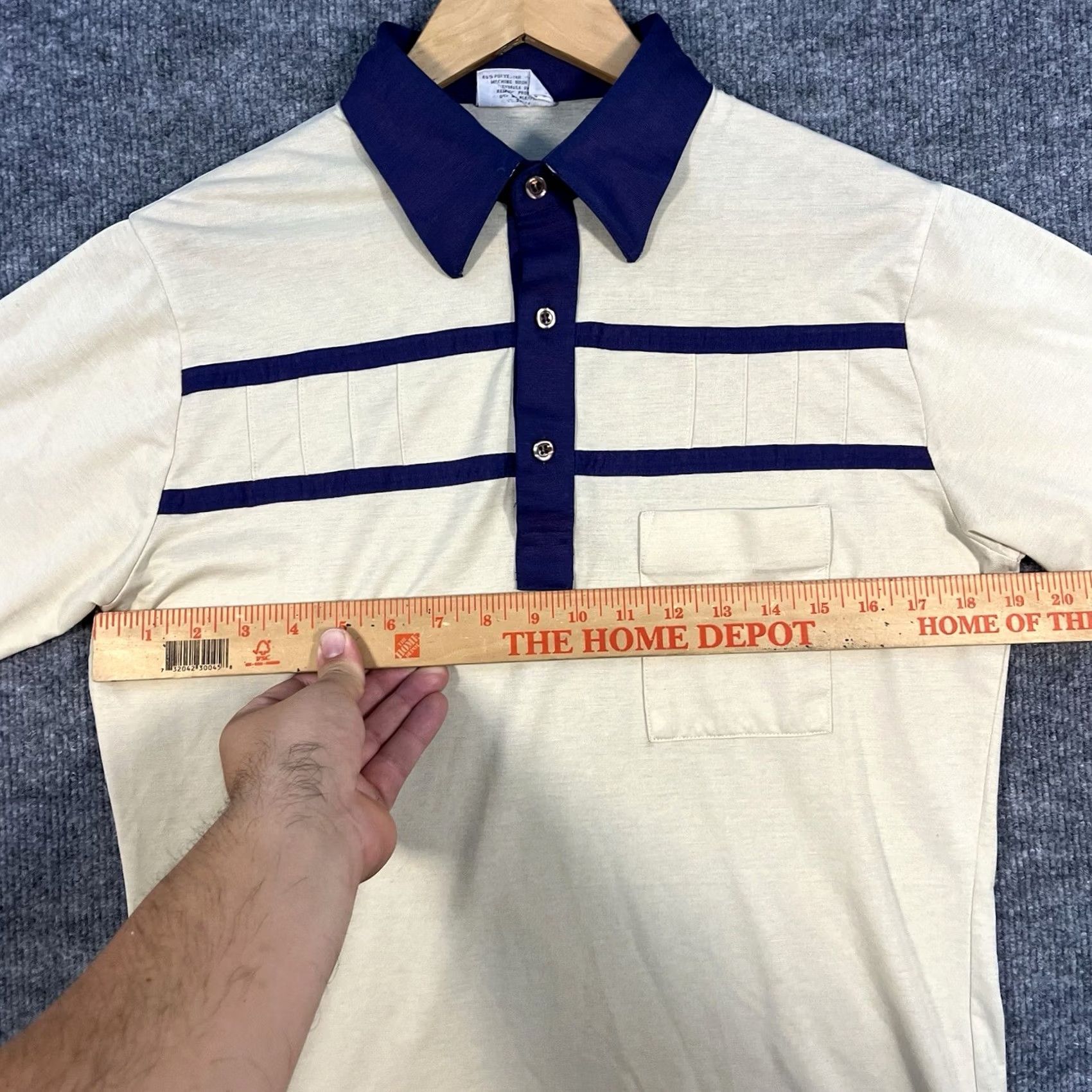 Vintage VINTAGE Joel Polo Shirt Mens Medium Beige Striped 70s Dagger Collar Disco Groovy True Size US M / EU 48-50 / 2 - 2 Thumbnail