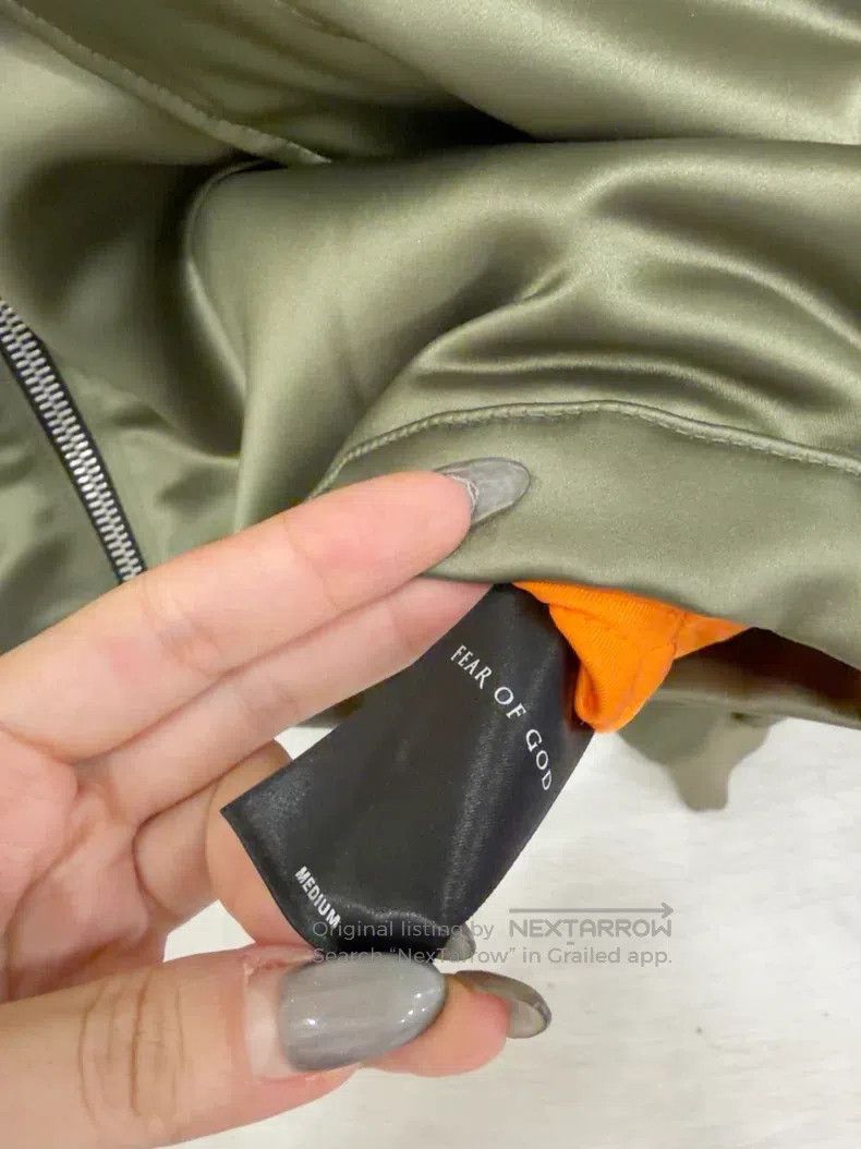 Fear of God Fear of God Olive green cotton satin hooded flight jacket Size US L / EU 52-54 / 3 - 4 Thumbnail