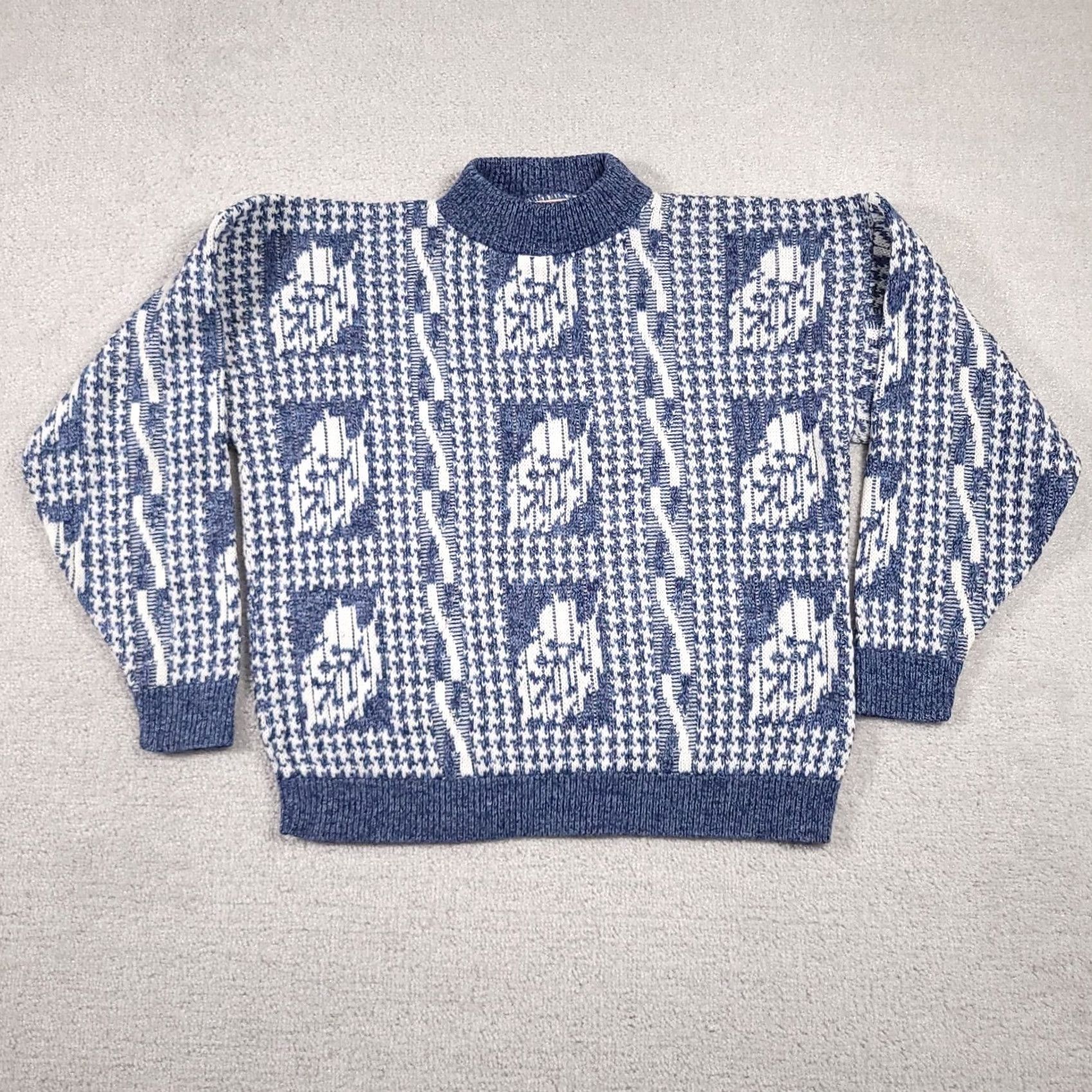 Vintage VINTAGE American Pride Sweater Women's L Blue White Leaf Knit Mock Neck 90s Pullover USA Size L / US 10 / IT 46 - 2 Thumbnail