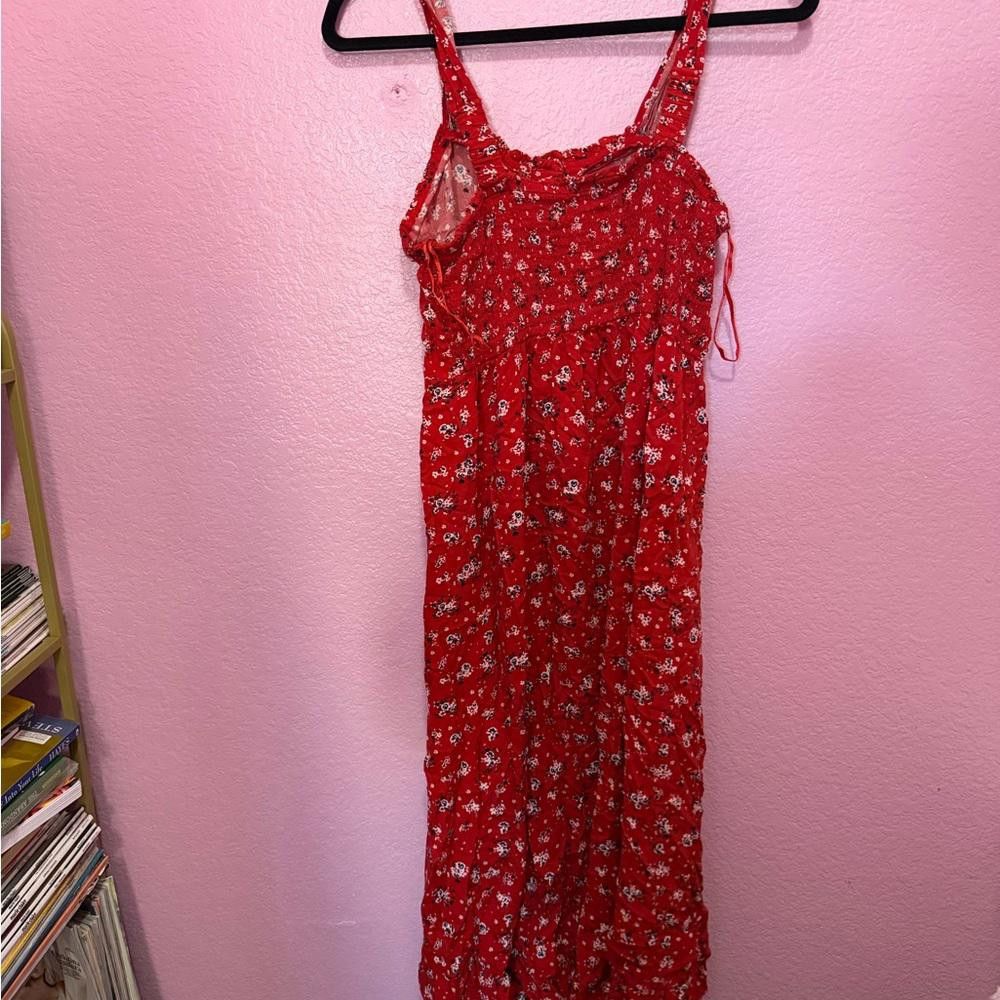 Designer Charming Floral Print Red Maxi Dress Size M / US 6-8 / IT 42-44 - 2 Thumbnail