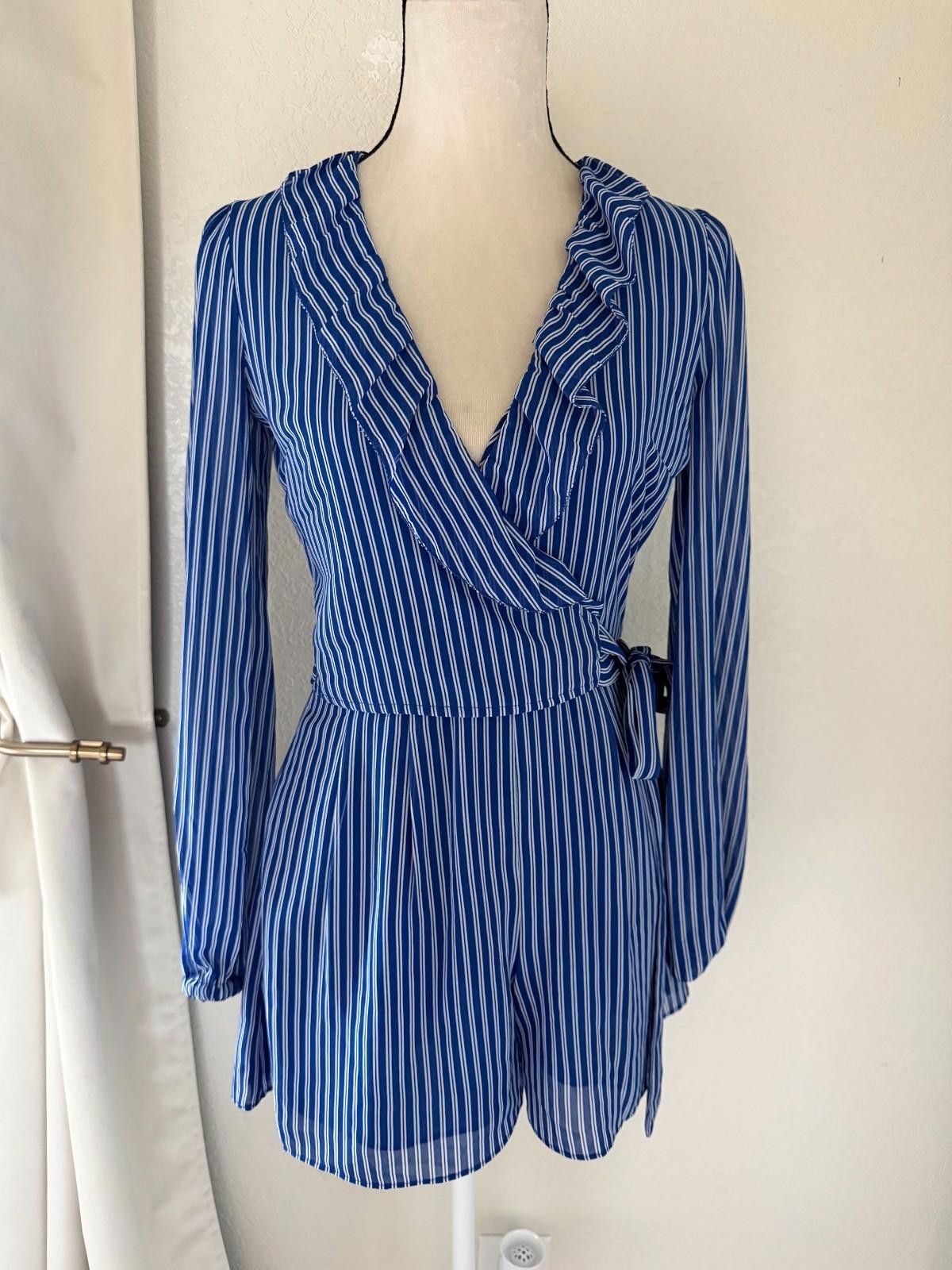 Michael Kors Michael Kors Women's Striped Ruffled Romper Size 26" / US 2 / IT 38 - 1 Thumbnail