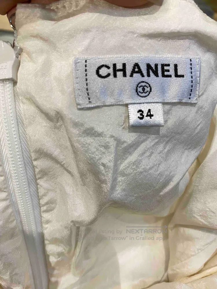 Chanel Chanel White Moonlight Pearl Hanging Neck Satin Dress Size XXS / US 00 / IT 34 - 2 Thumbnail