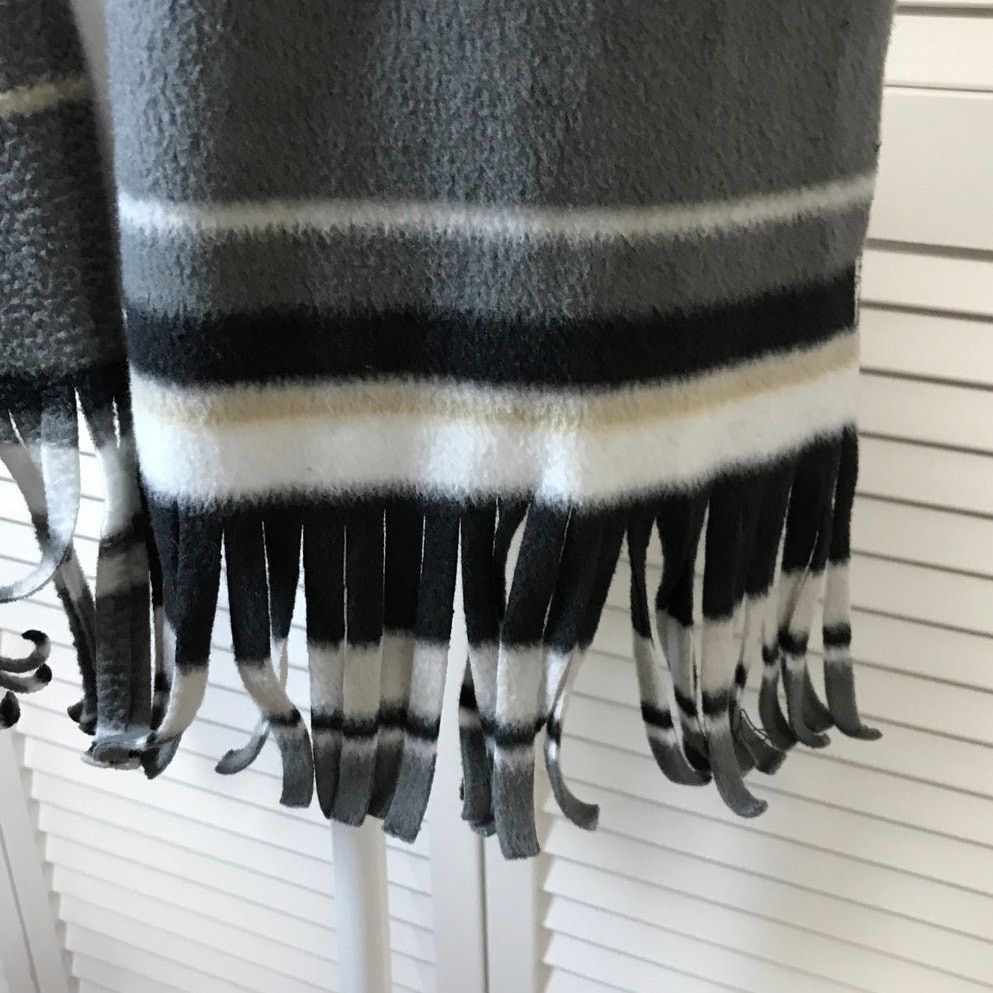 Other Gray Black Striped Winter Scarf 71” Size ONE SIZE - 3 Thumbnail