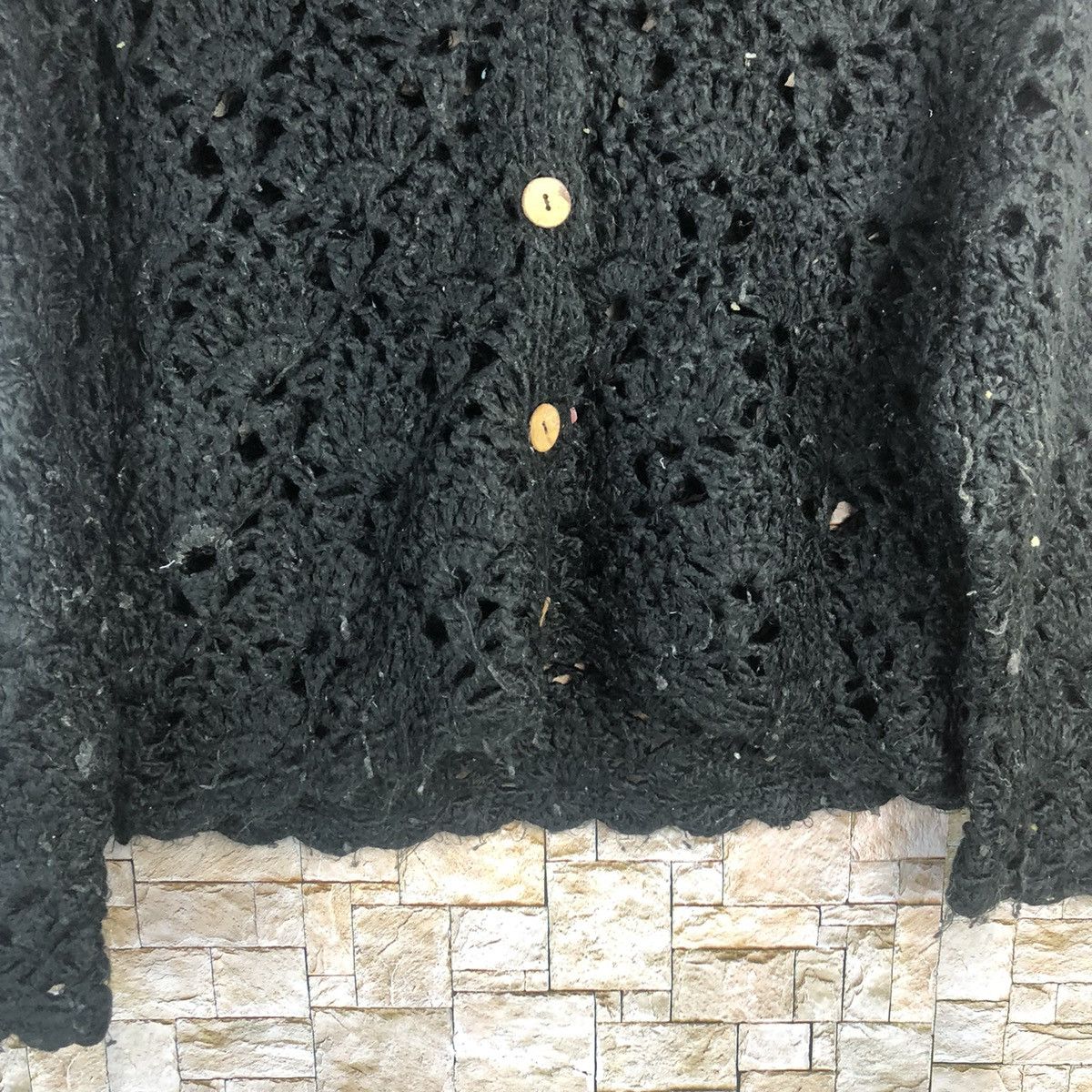 Handmade × Homespun Knitwear × Japanese Brand DL Pual CeCin Raciqn crochet meshnet Cardigan Knitwear #A201 Size M / US 6-8 / IT 42-44 - 6 Thumbnail