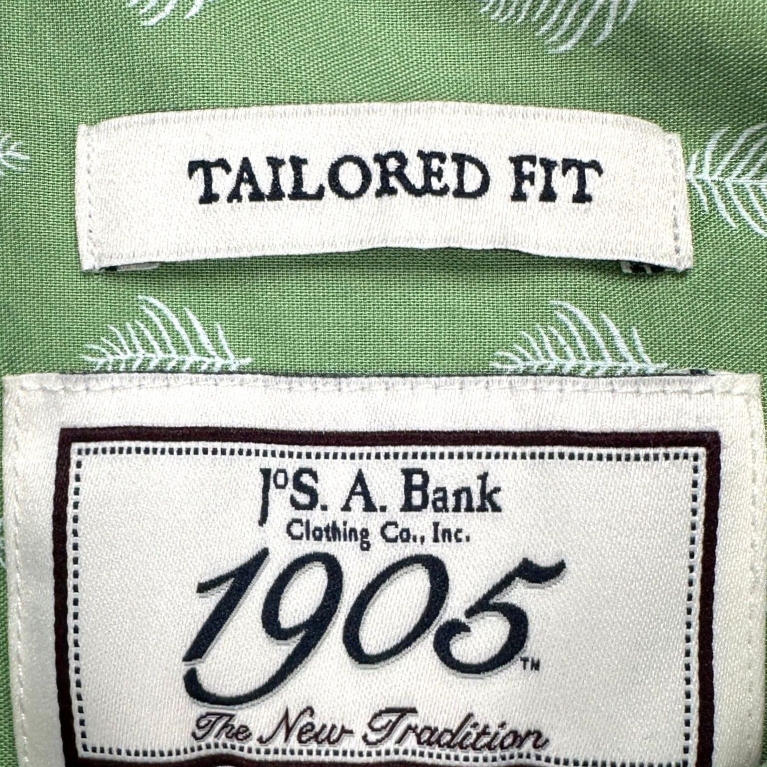 Jos. A. Bank Jos. A. Bank 1905 Button-Up Shirt Geometric Short Sleeve Green Large Mens Shirt Size US L / EU 52-54 / 3 - 4 Thumbnail
