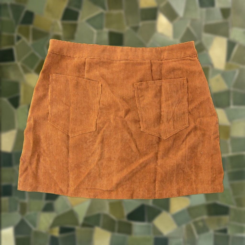 Vintage NWT BCX Paprika Brown Corduroy Button Down Back Pocket Mini Skirt Women L JR 11 Size 32" / US 10 / IT 46 - 1 Thumbnail