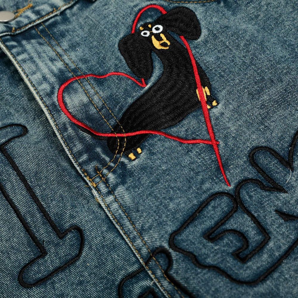 Jean Men's distressed washed cartoon embroidered scimitar jeans Size US 32 / EU 48 - 4 Thumbnail