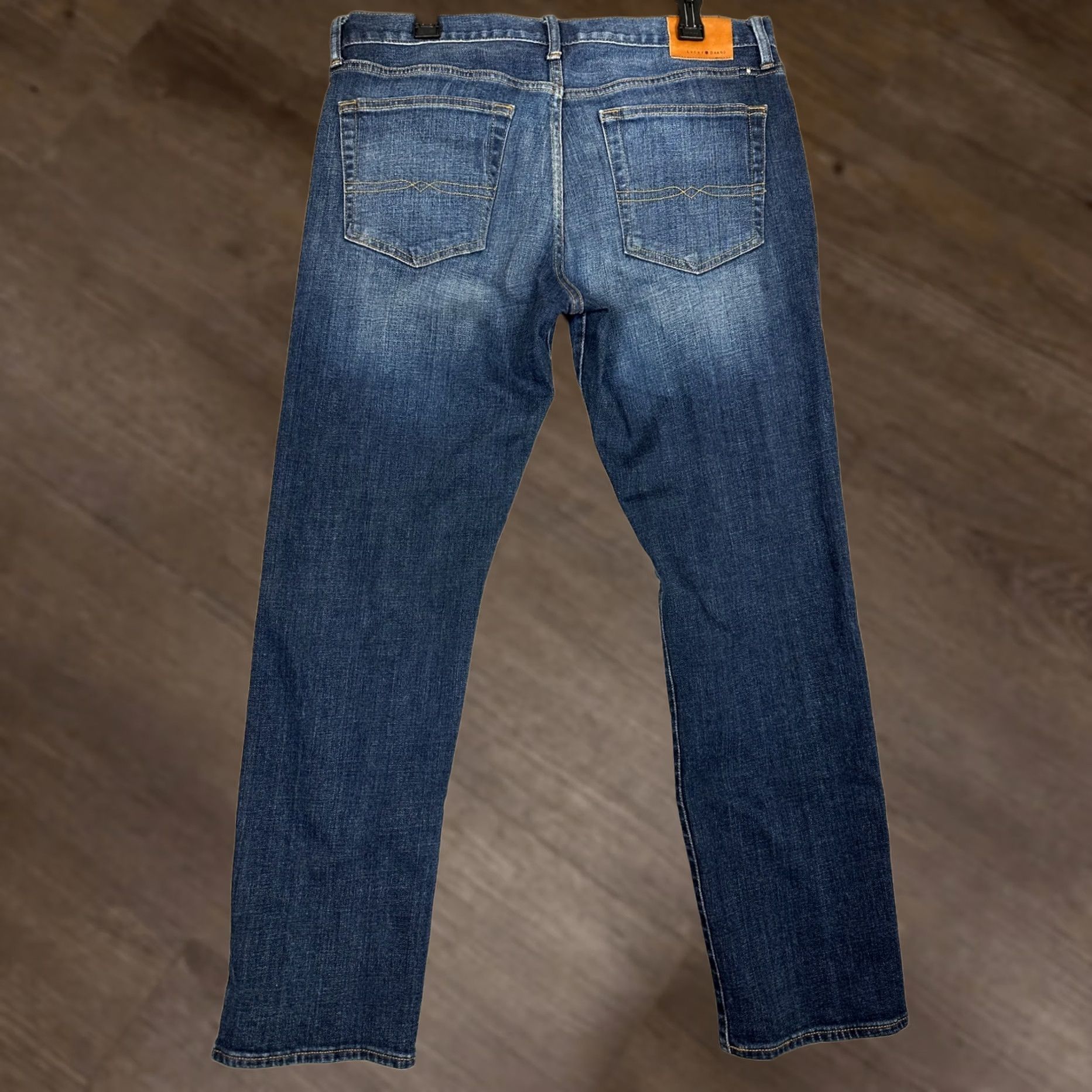 Lucky Brand Lucky Brand 121 Heritage Slim Jeans 36x32 Denim Blue Slim Stretch Mid Rise Mens Straight 5-Pocket Leather Patch Jeans Mens Size US 36 / EU 52 - 1 Thumbnail